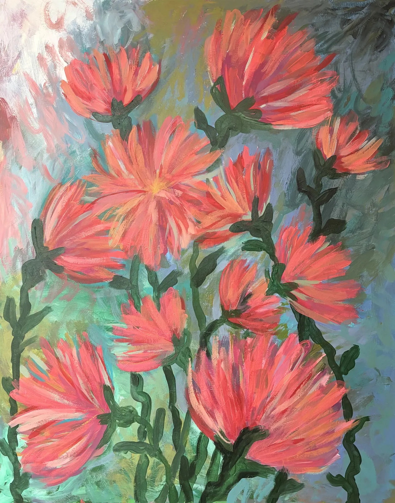 Akrylmålning Whimsical flowers av Astrid Lind