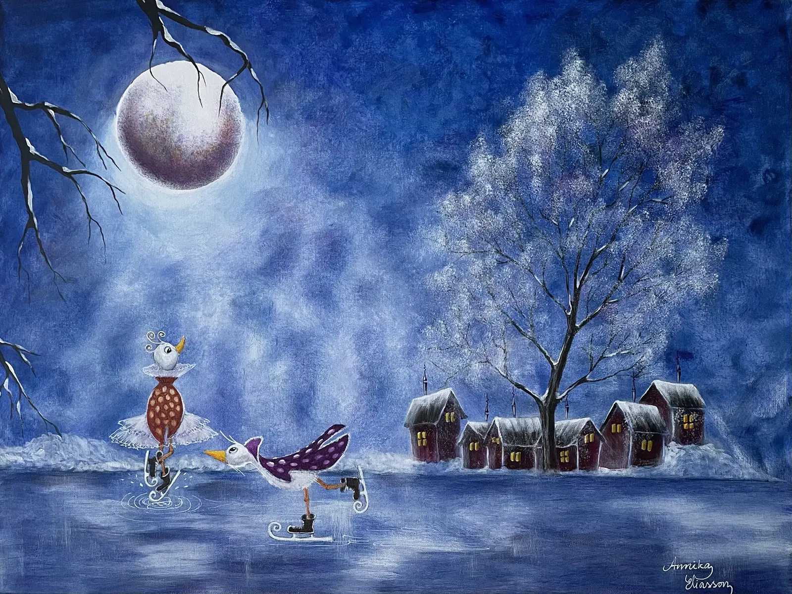 Akrylmålning Isdans av Annika Eliasson