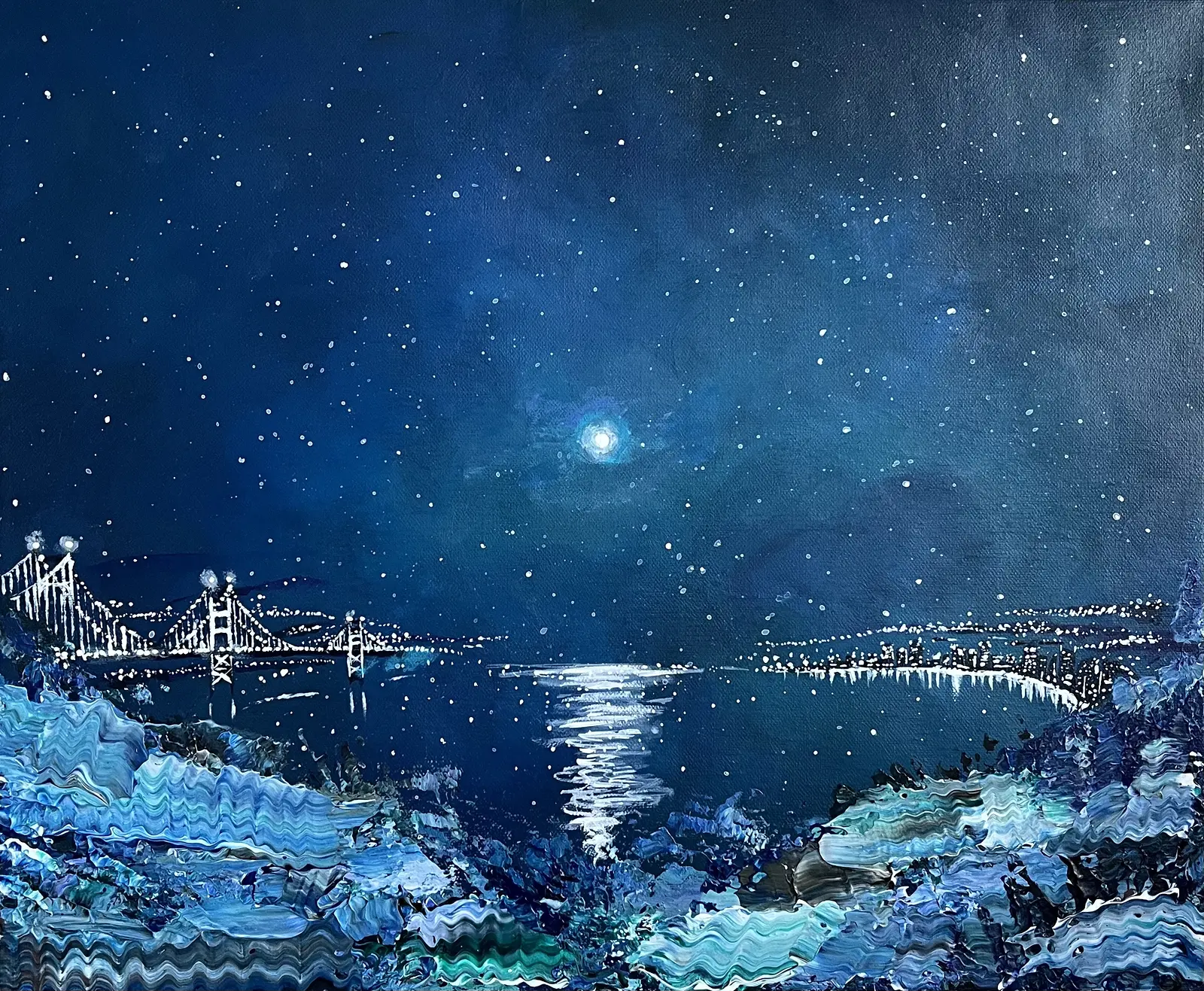 Akrylmålning City lights av Julija D