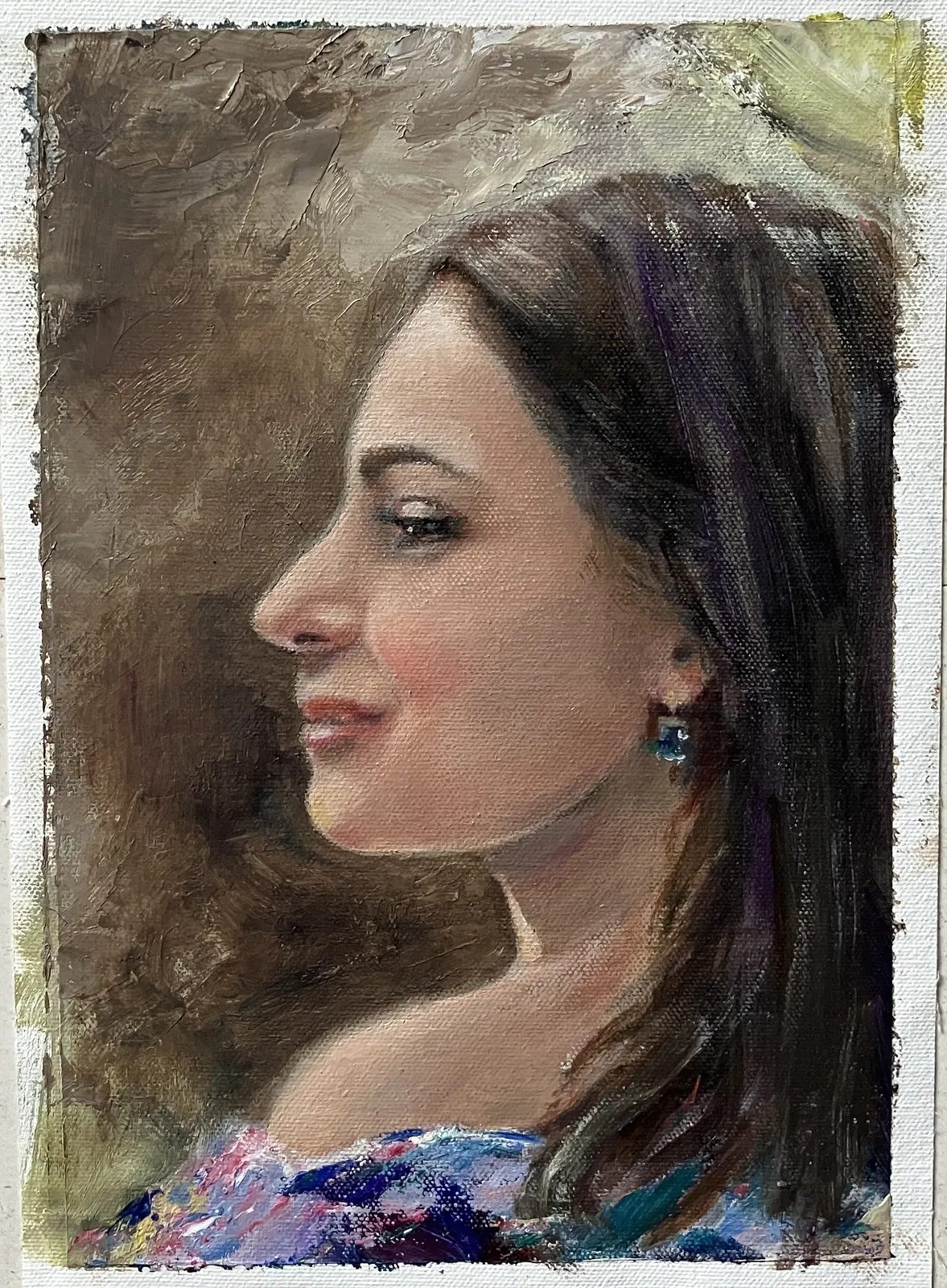 Oljemålning Porträtt av en kvinna av Olga Hermansson