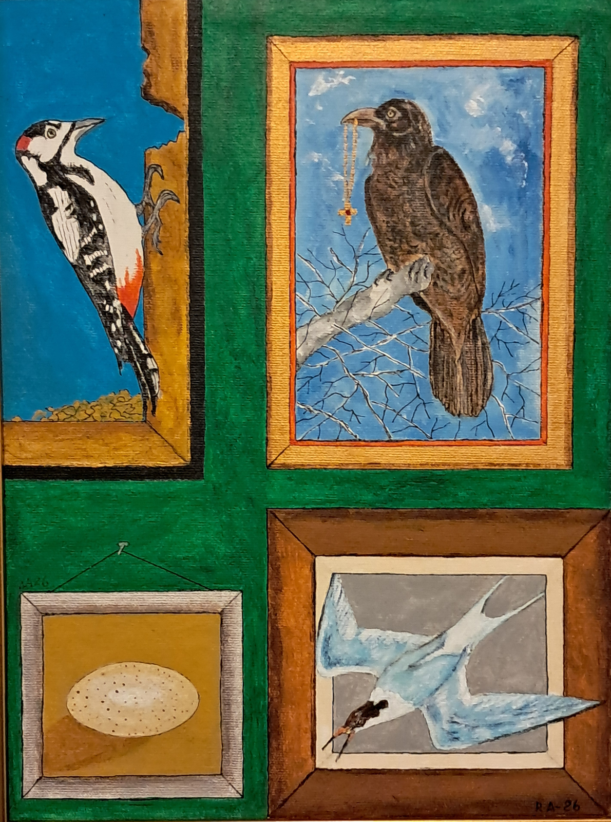 Akrylmålning Fåglar är roliga. av Roland Adolfsson