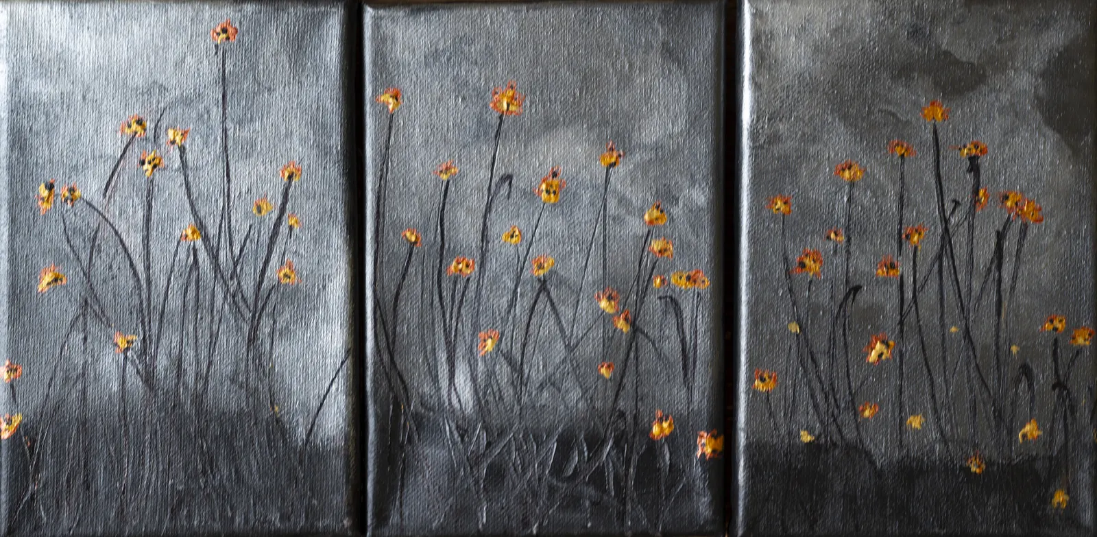 Akrylmålning Eldblommor av Gunilla Crantz