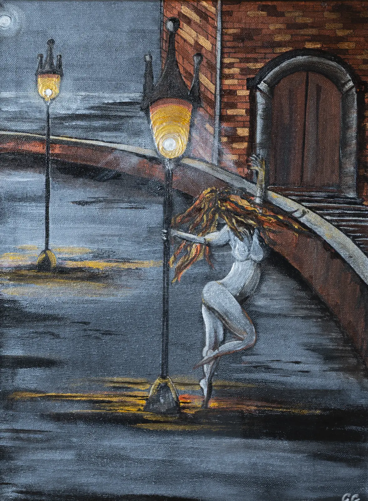 Akrylmålning Utomjordisk måne av Gunilla Crantz