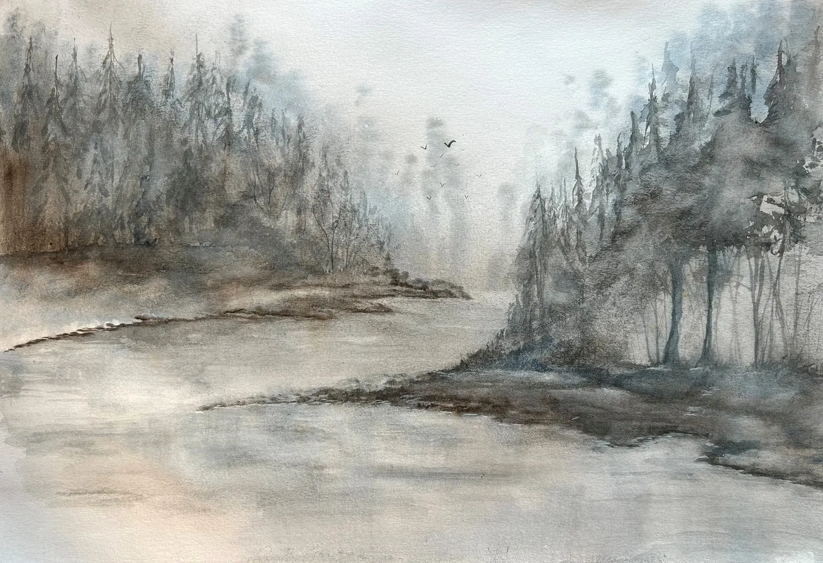 Akvarell Längtar efter ljus av Inger Axbrink