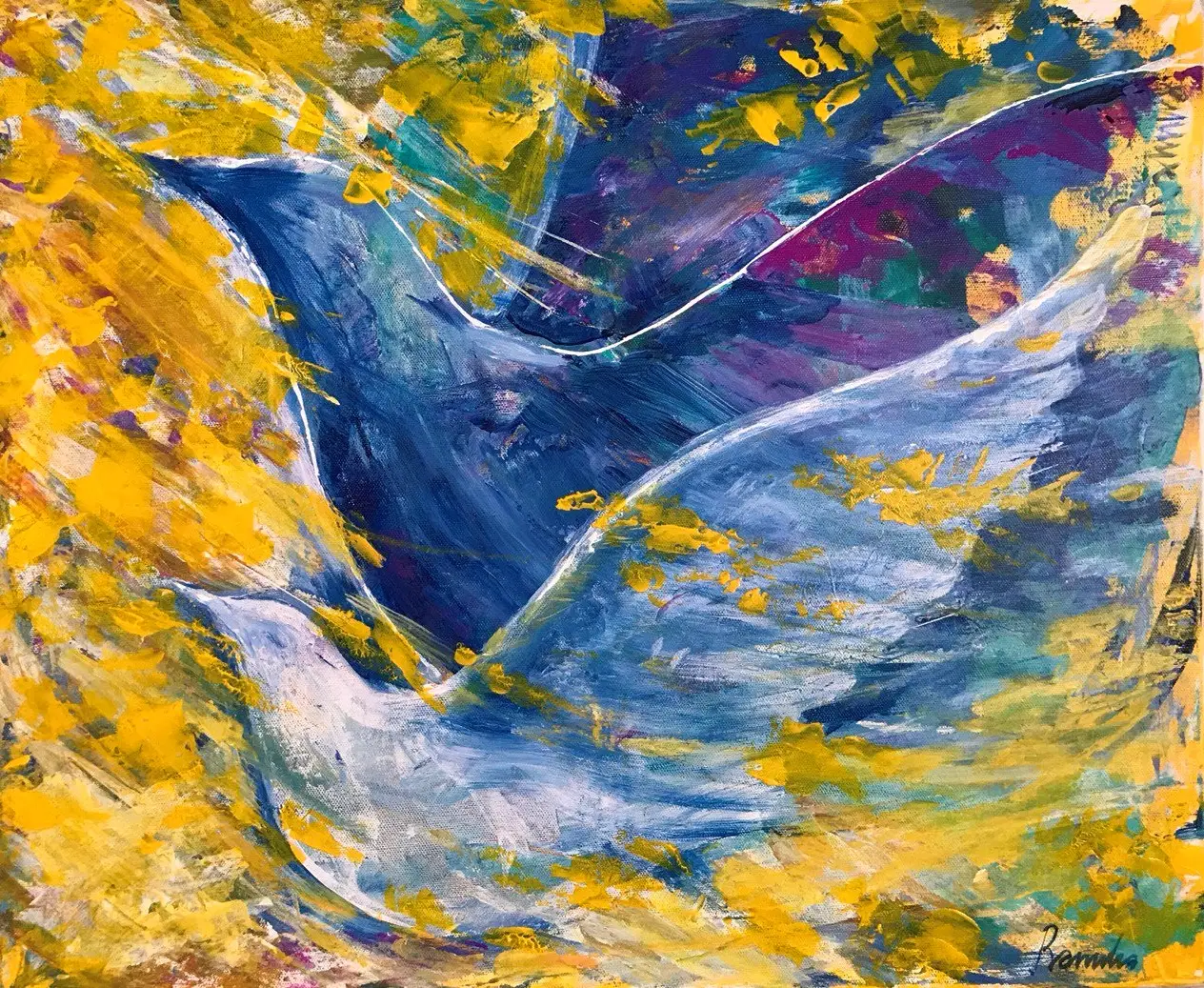 Akrylmålning Triumferande flyg. av Ramilia Gustafsson