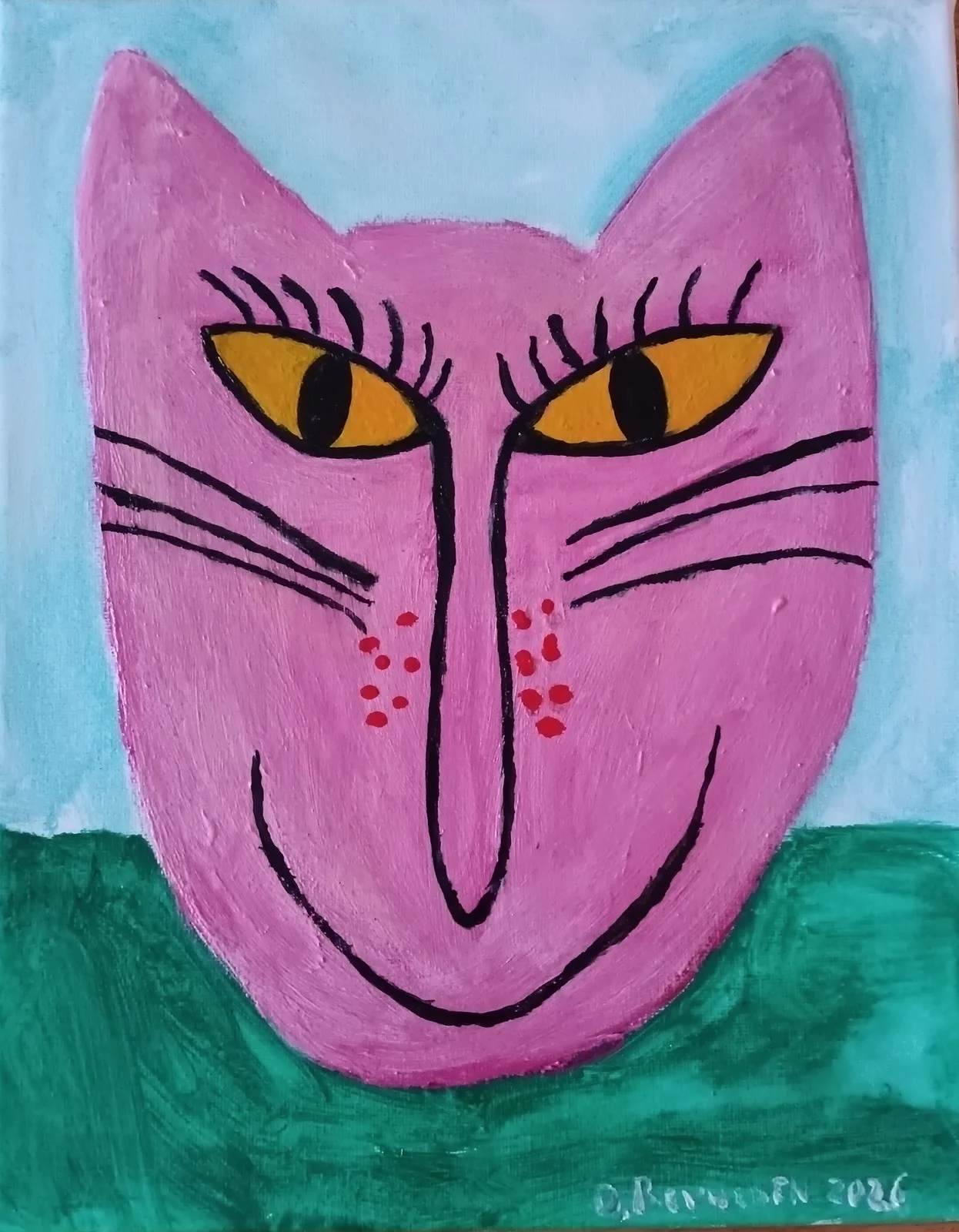 Akrylmålning Katt av Dennis Revheden