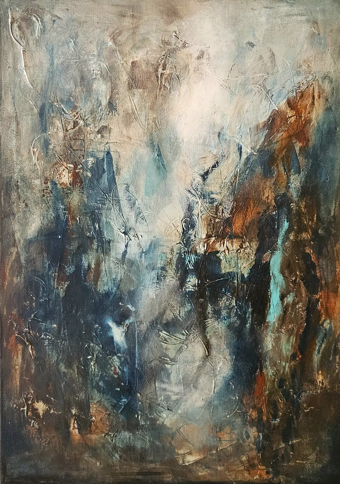 Akrylmålning Blue light av Gunilla Valdemarsdotter