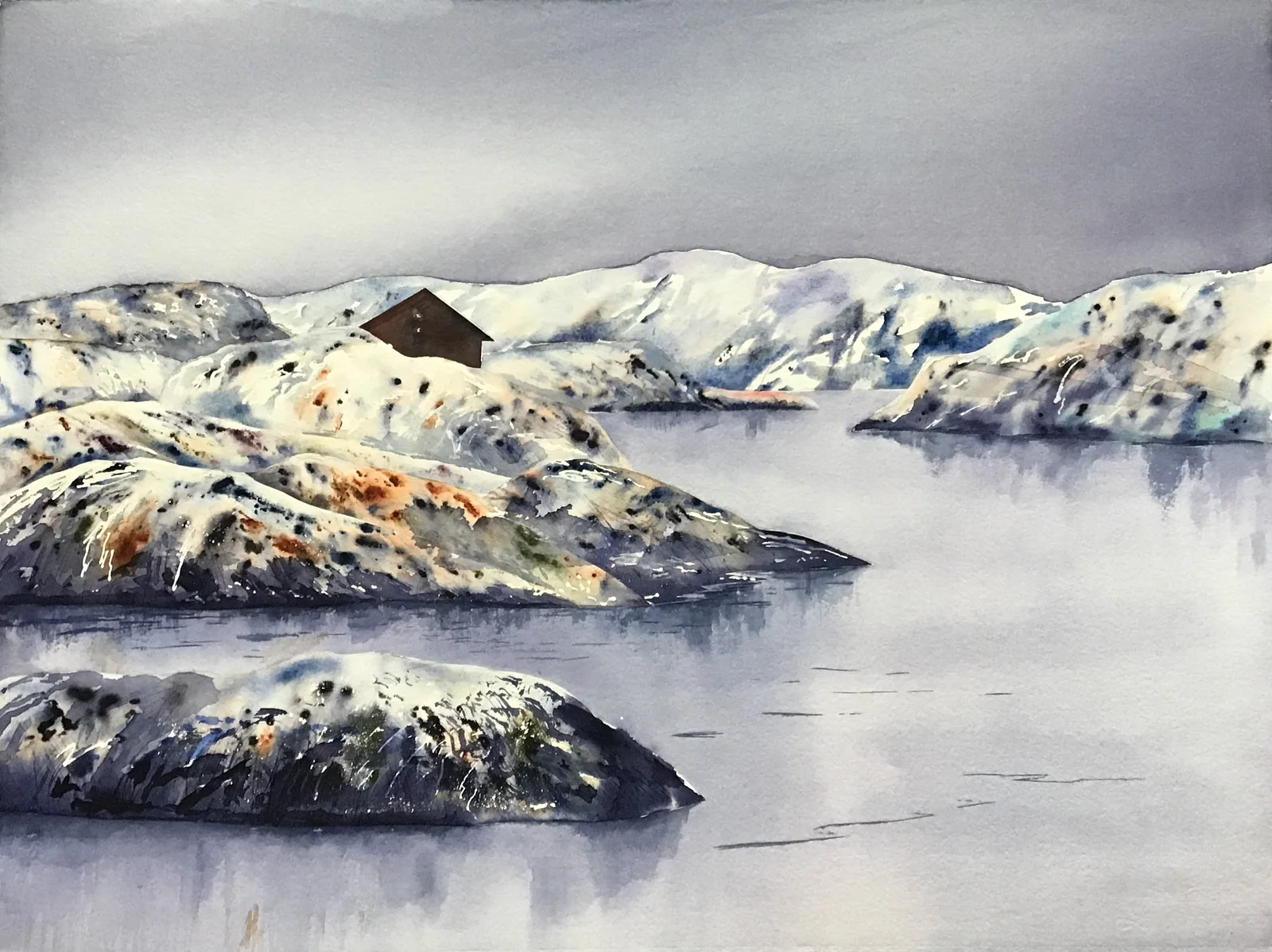 Akvarell Vinterljus vid havet av Tord Wennerblom
