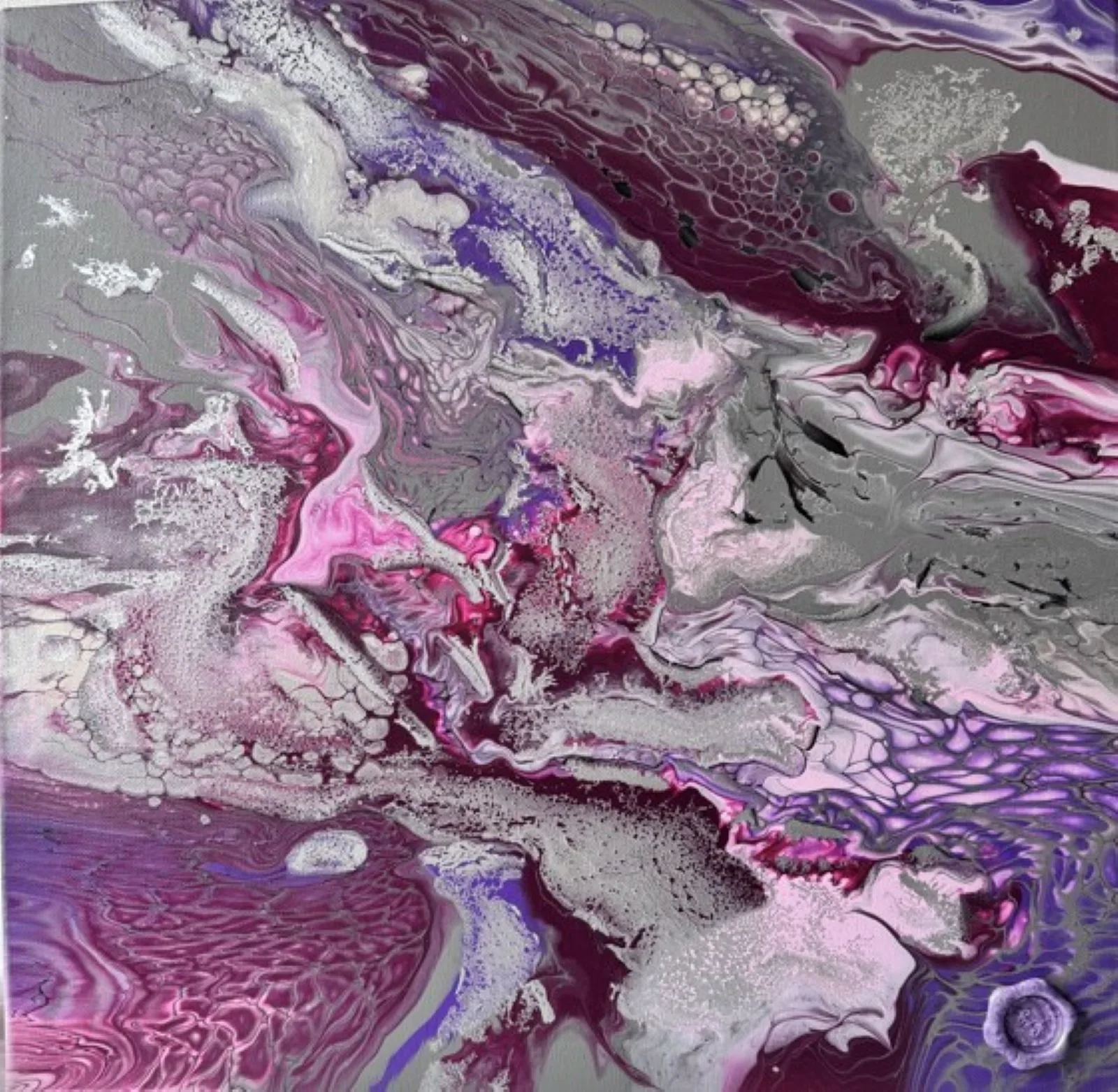 Akrylmålning Skimmer i silver av Eva Filubelli