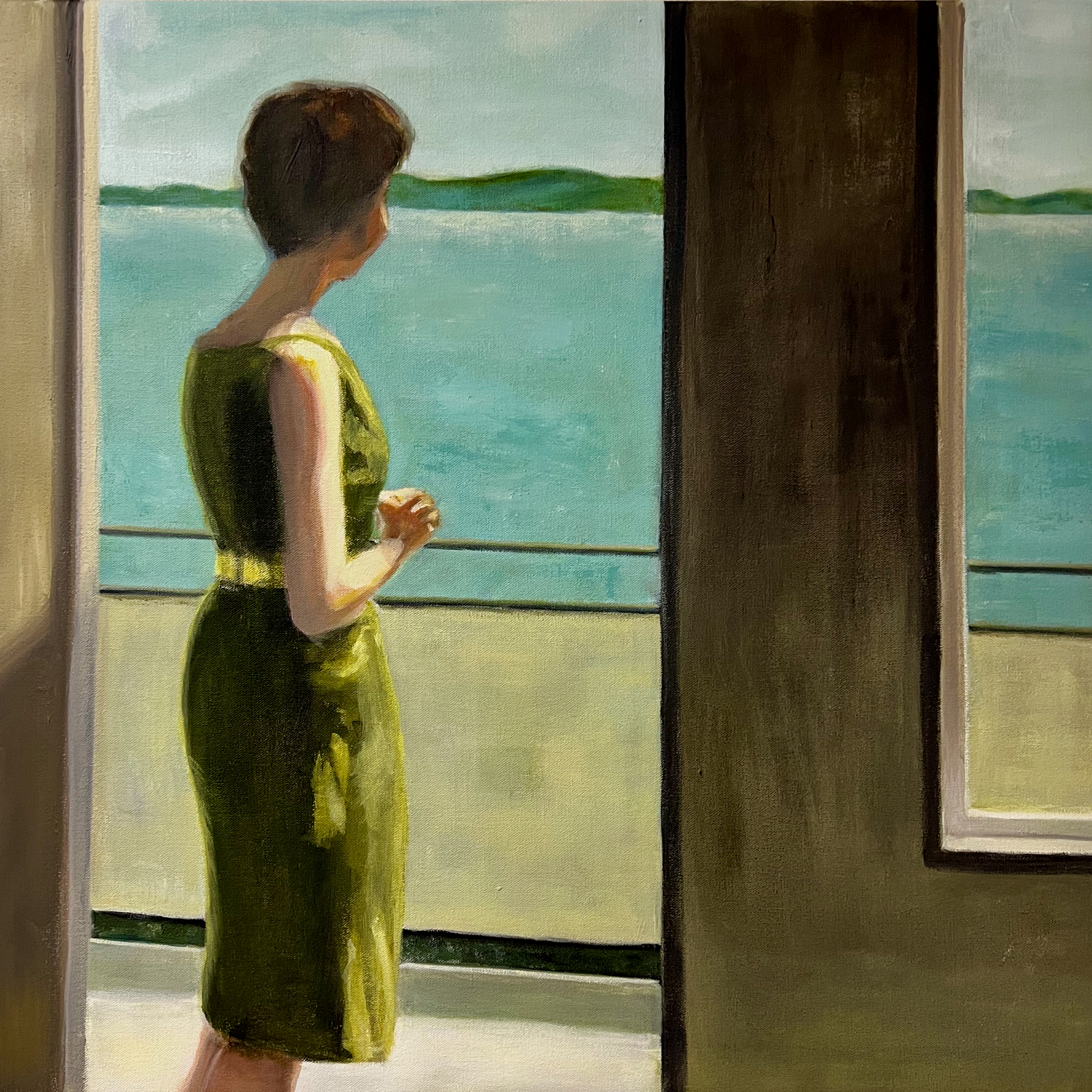 Oljemålning Balkongen 1965 av Charlotta Eker