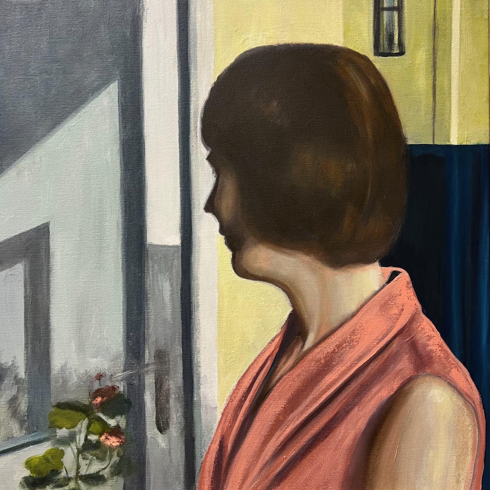 Oljemålning Balkongen 1966 av Charlotta Eker