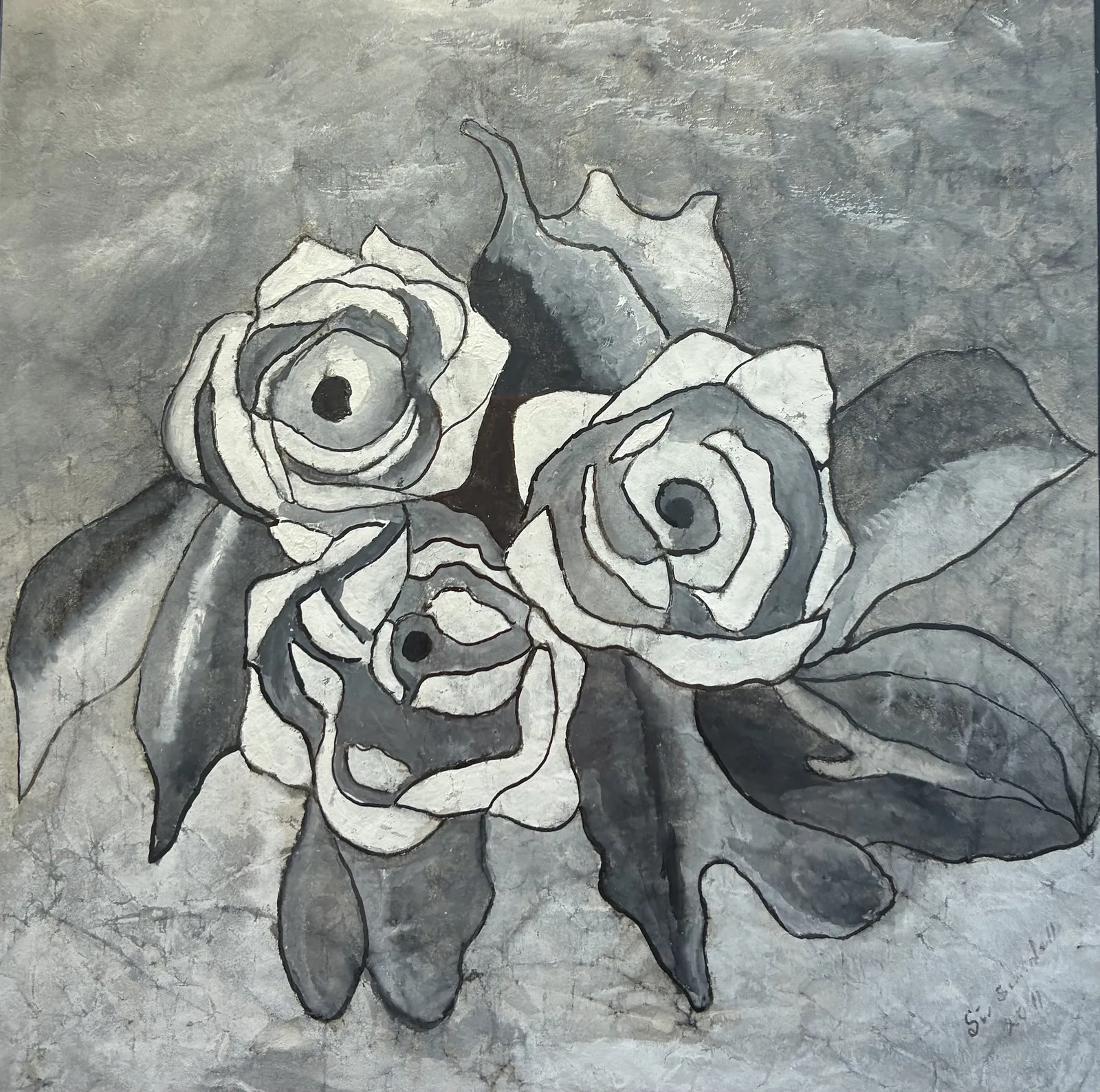 Rosor, svart vit, inglasad av Siv Sundell