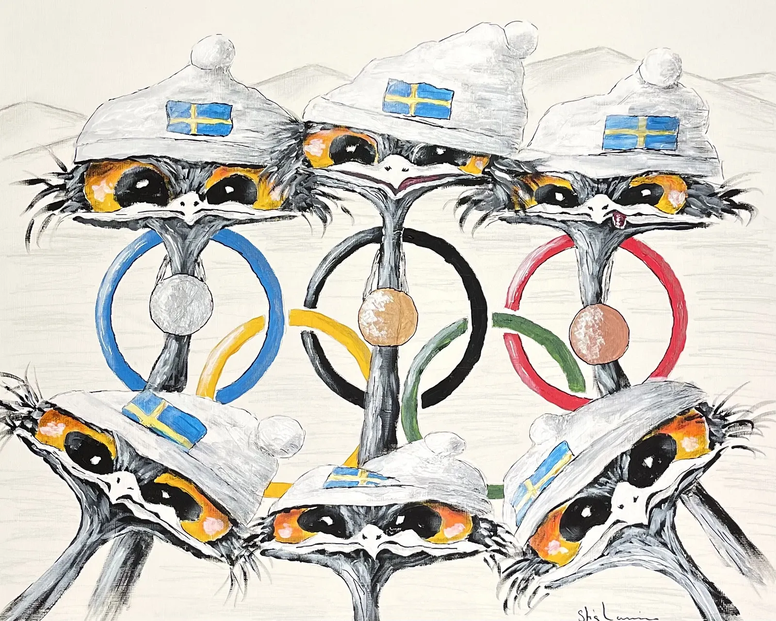 Akrylmålning Sweden av Stig Laurin