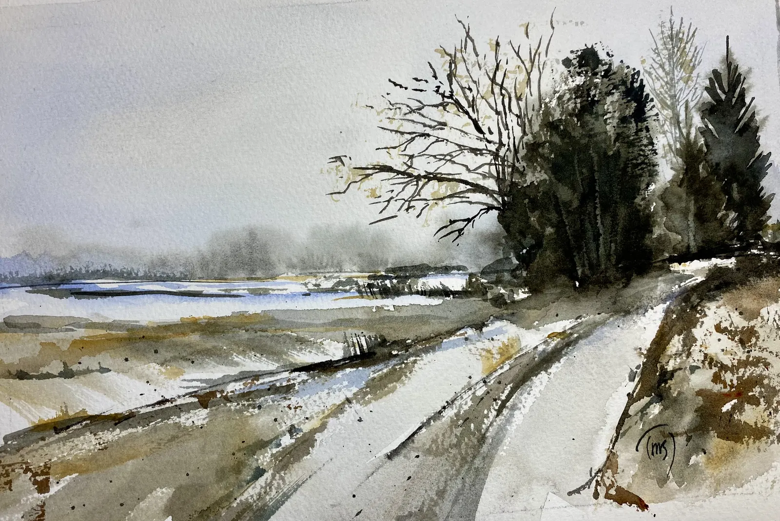 Akvarell On the way av Märith Sovin