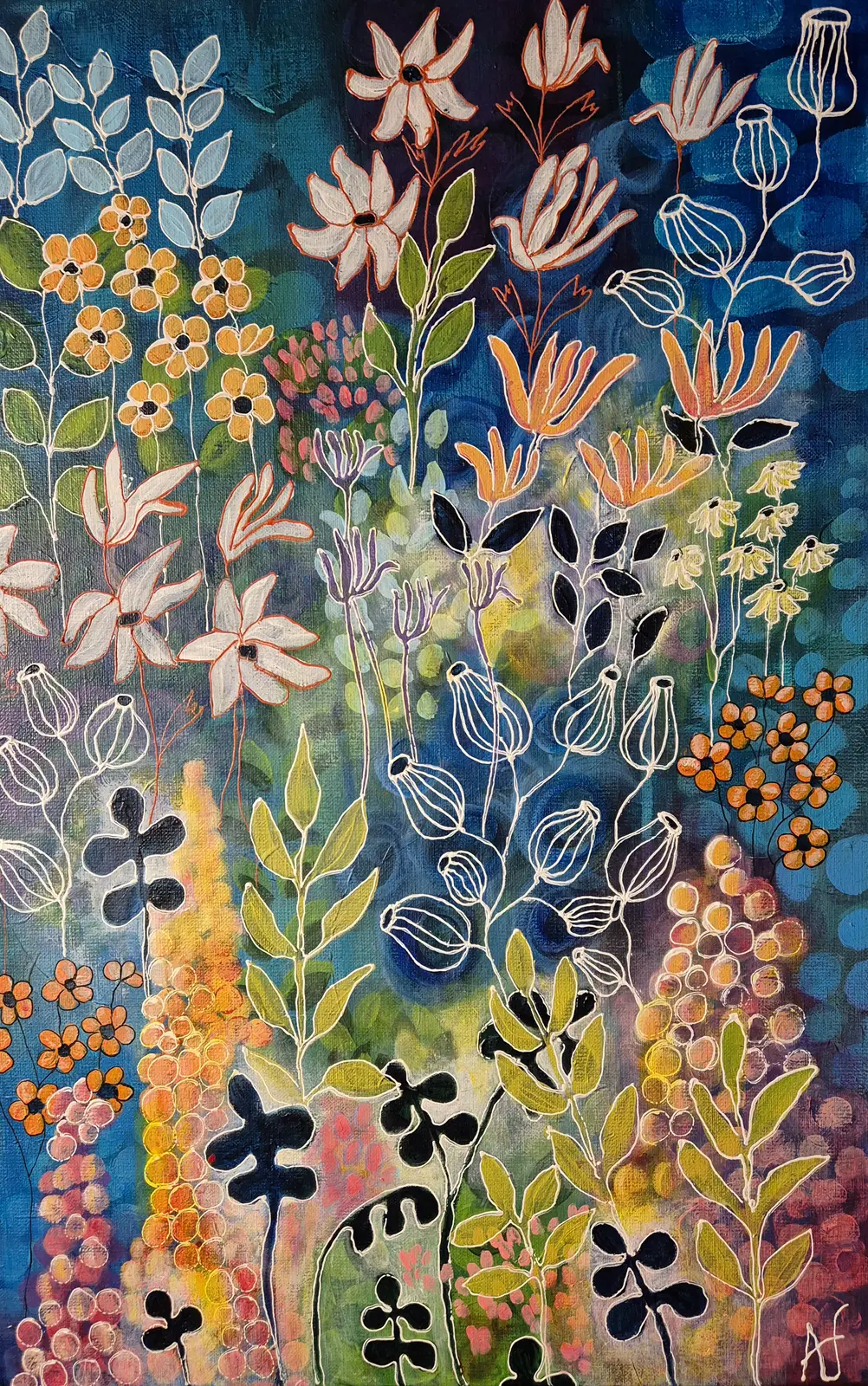 Akrylmålning Det som fortsätter att växa av Annelie Jonsson