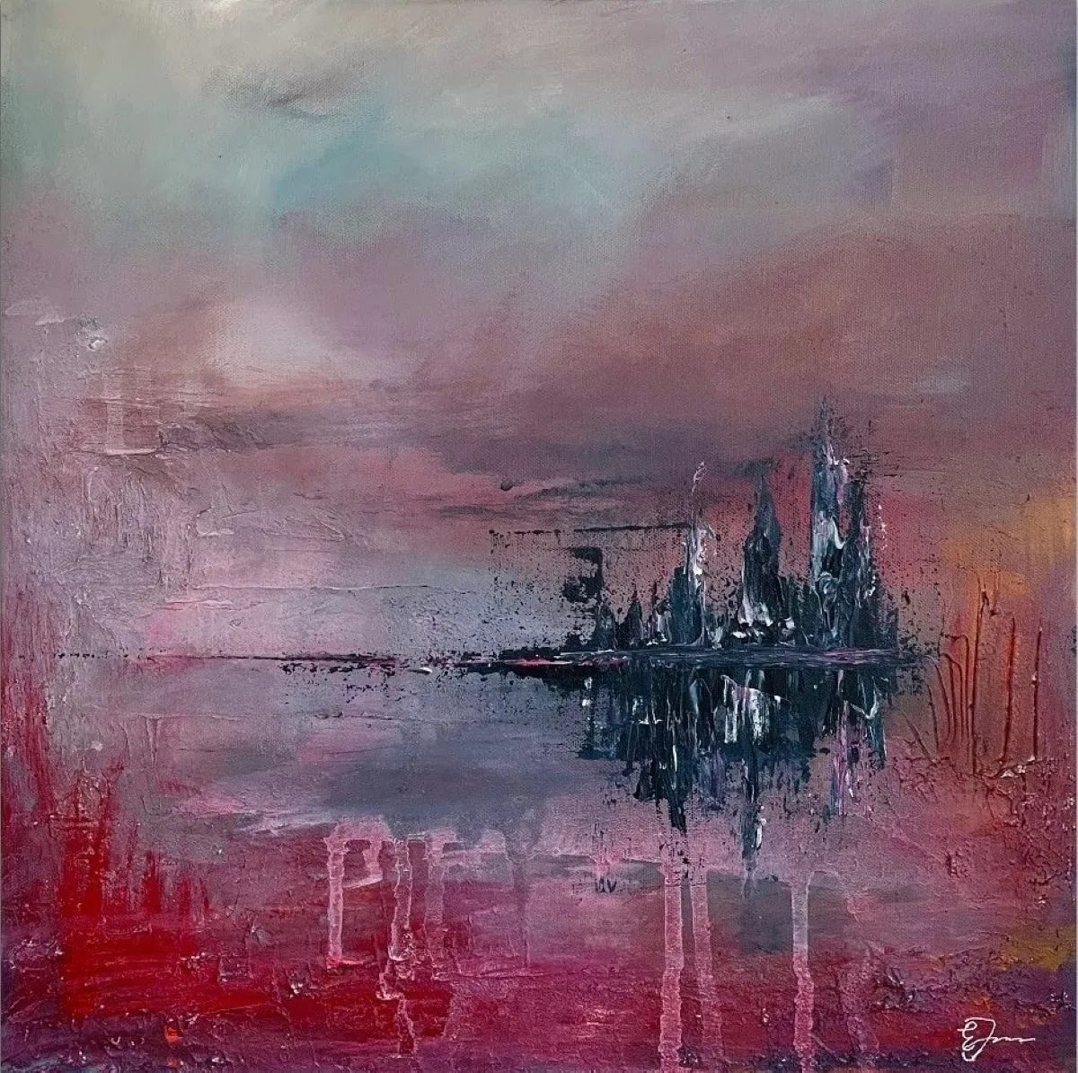 Akrylmålning Skyline av Ebba Jörgensen