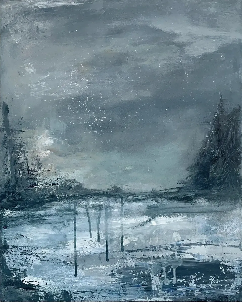 Akrylmålning December av Ebba Jörgensen