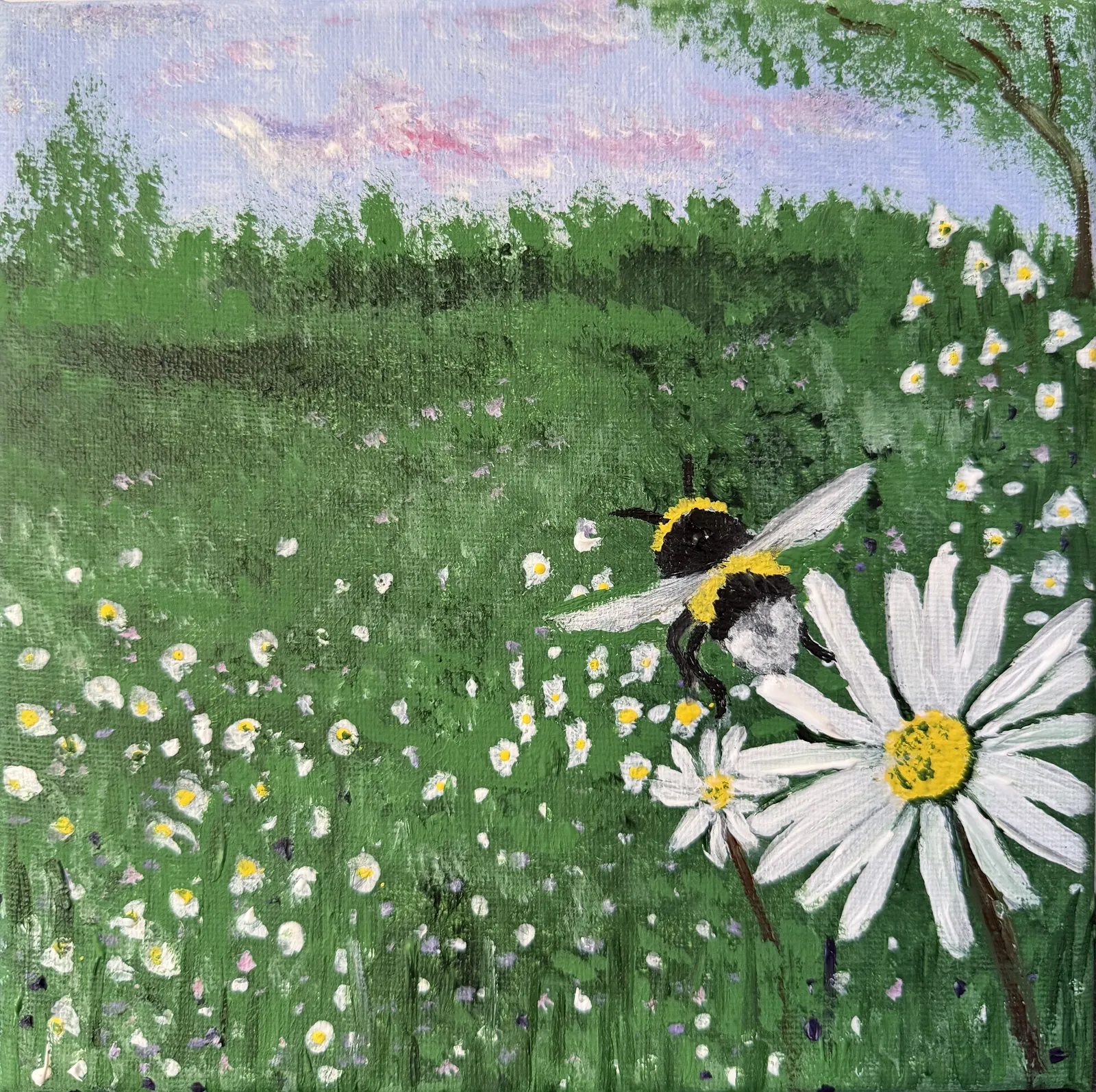 Akrylmålning Sommaräng av Little Lee