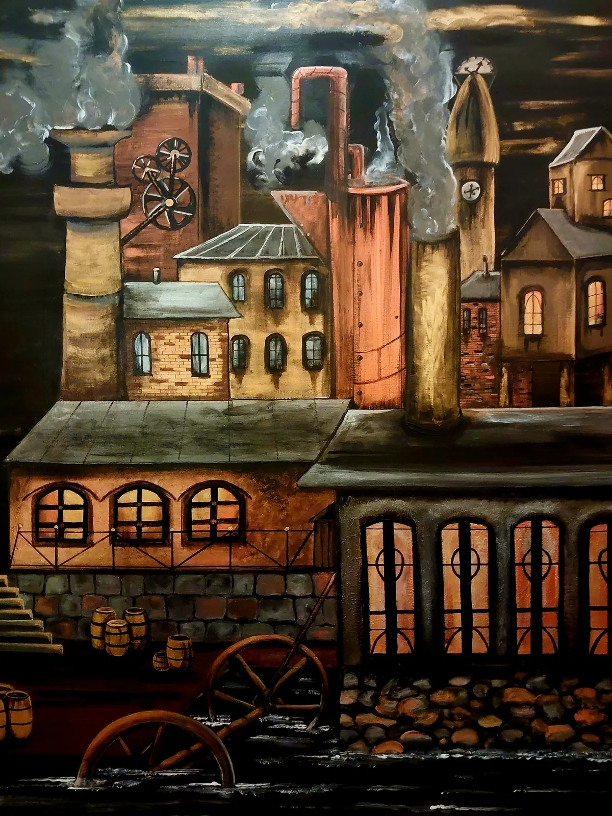 Akrylmålning Stad i ljus av Gunilla Crantz