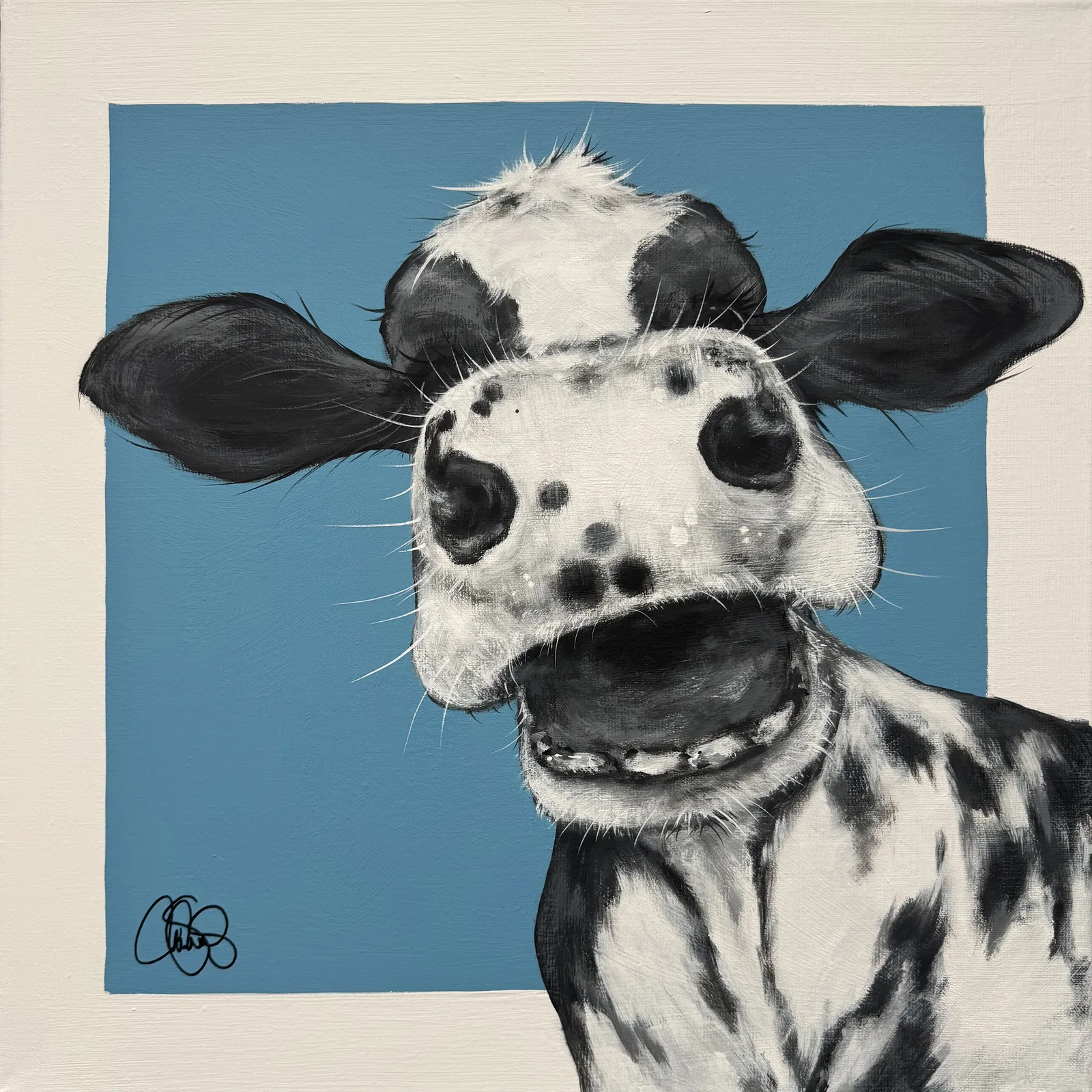 Akrylmålning COW 513 Smooch av Matilda Skoglund