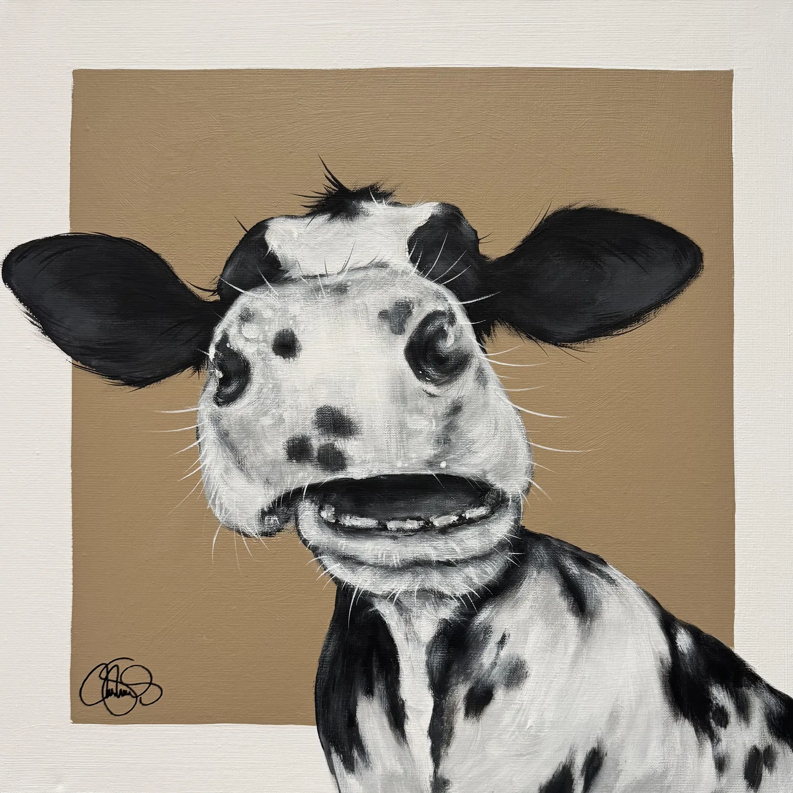 Akrylmålning COW 514 Waffle av Matilda Skoglund
