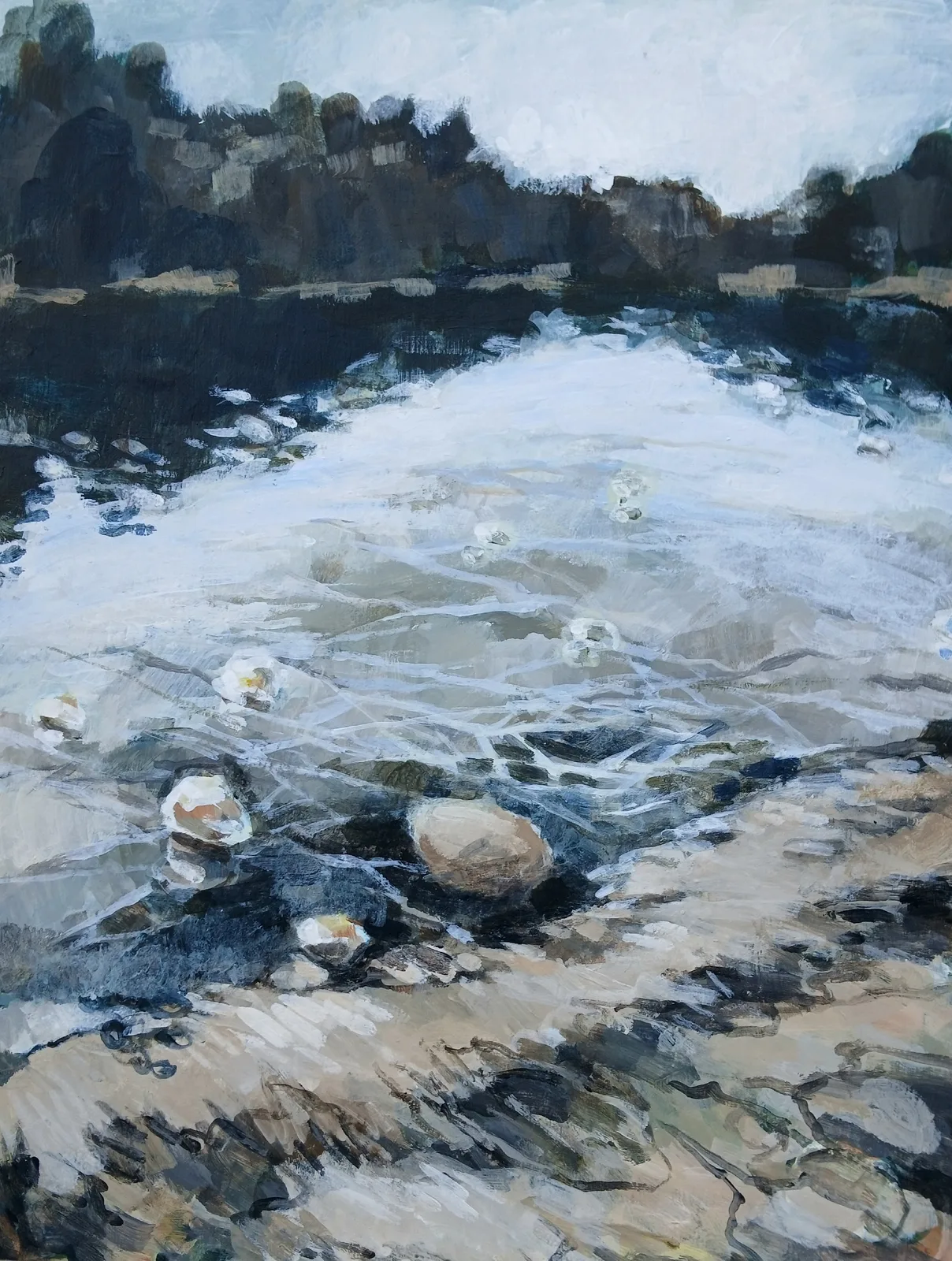 Akrylmålning Lake in the winter, ice water av Rebecca Landmér
