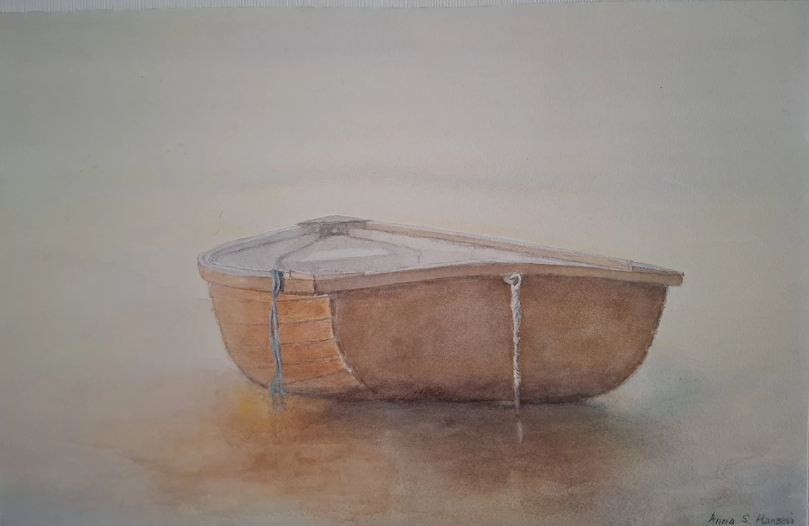 Akvarell I väntan på färjkarlen III av Anna Schyberg Hansen