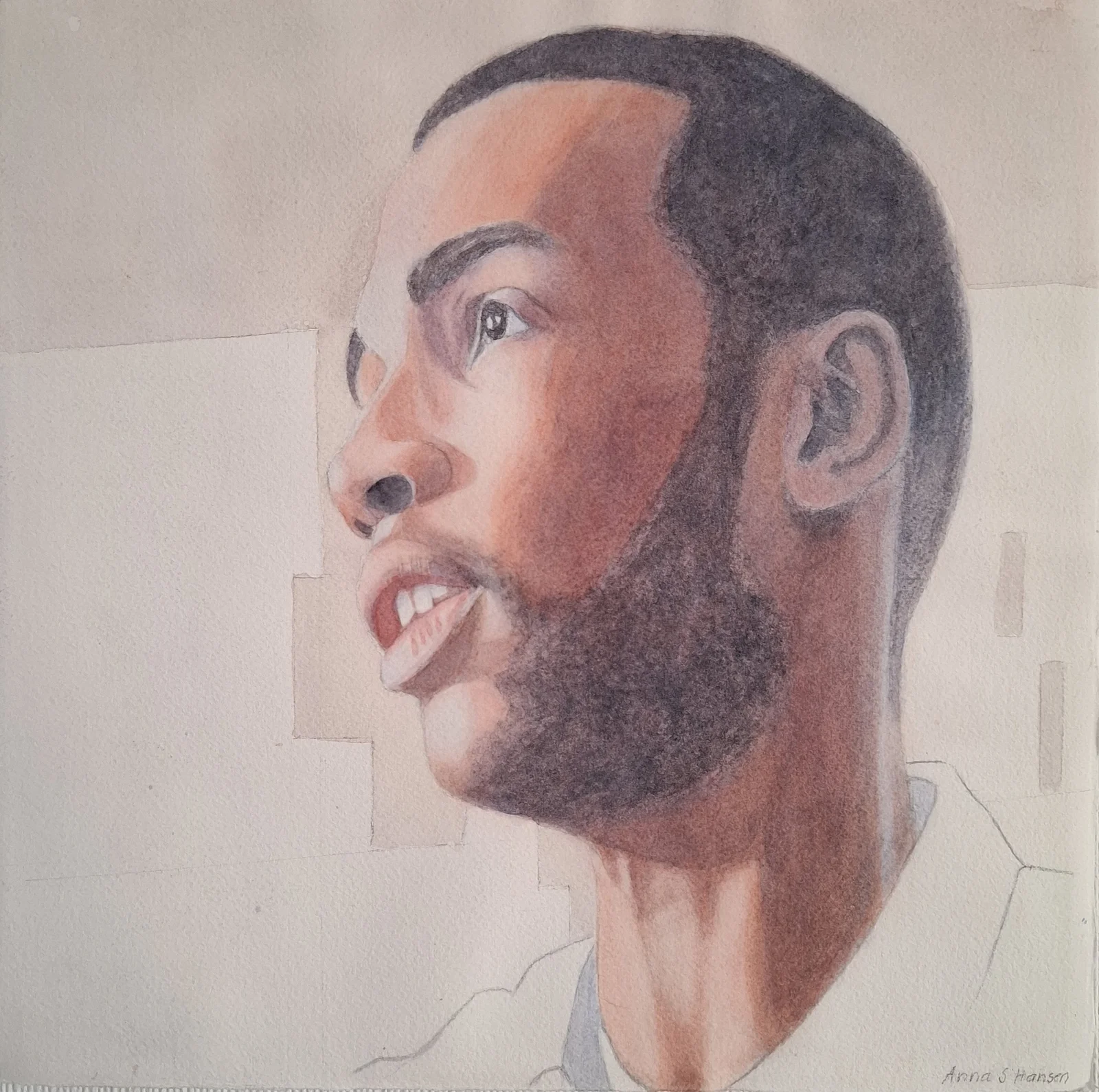 Akvarell Man II av Anna Schyberg Hansen