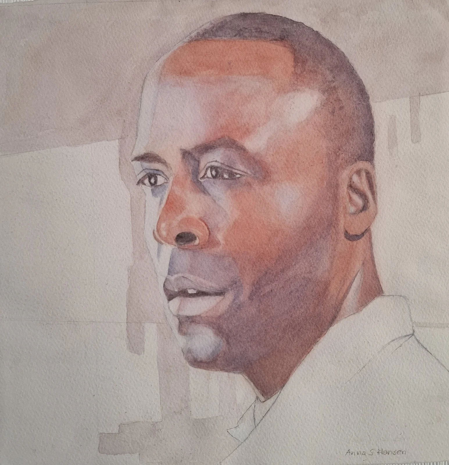 Akvarell Man III av Anna Schyberg Hansen