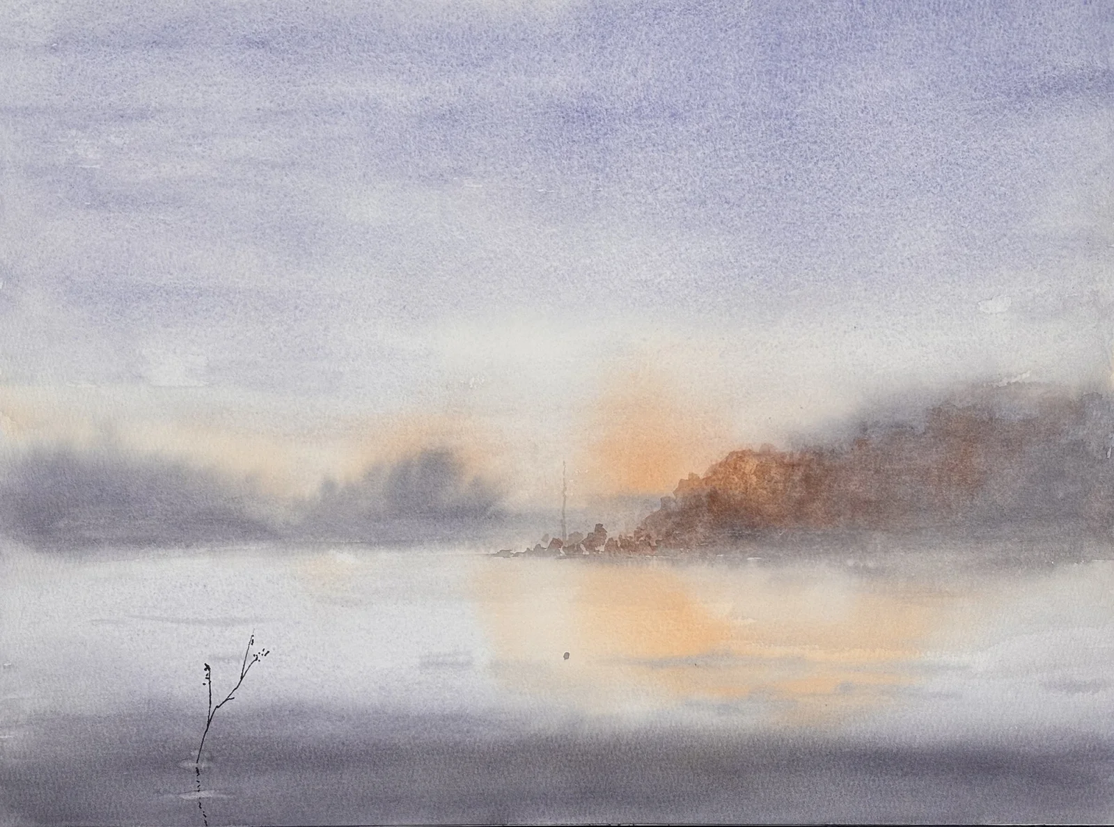 Akvarell Lavender Sky no.1 av Emil Trollklint