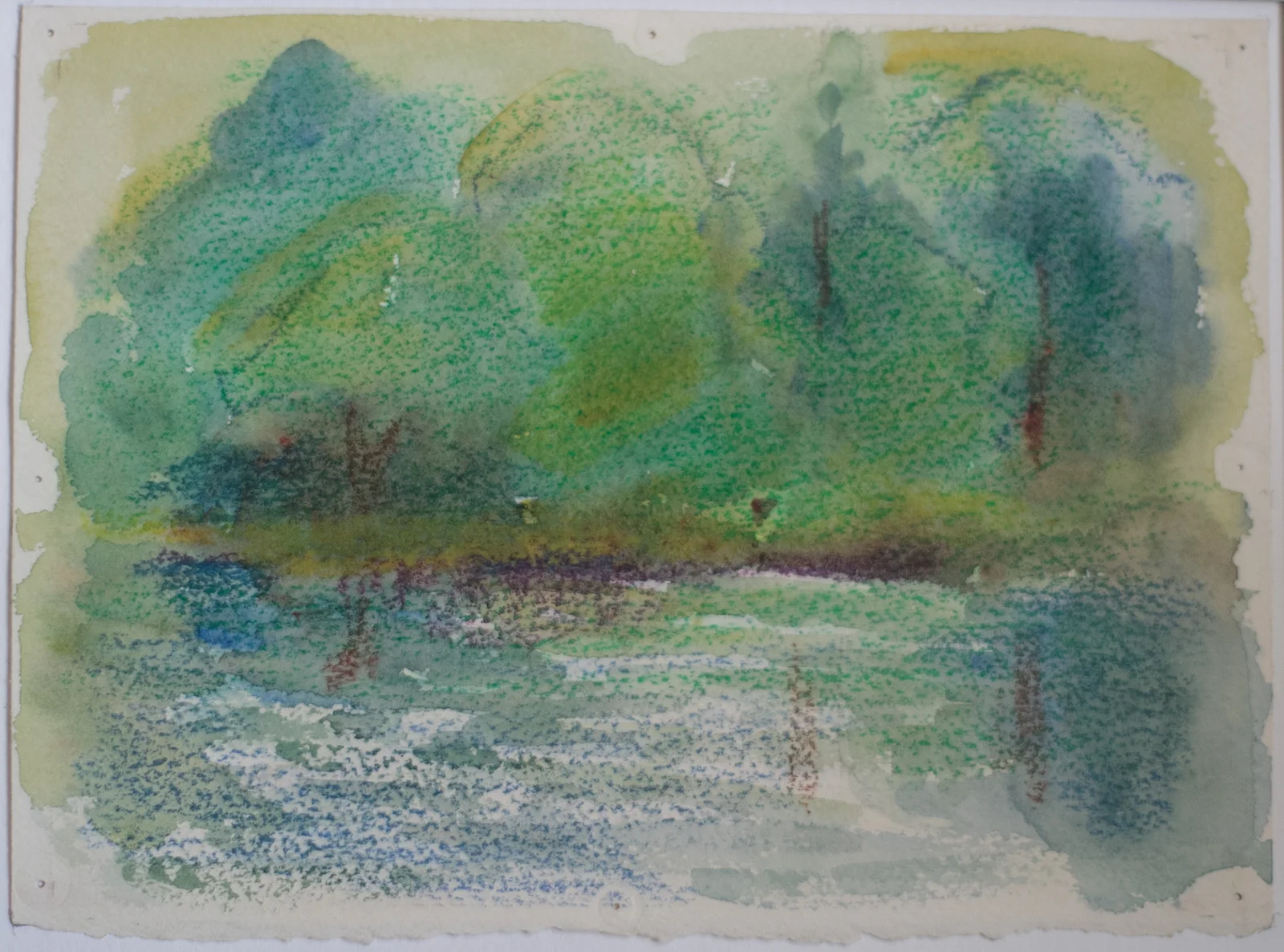 Akvarell Vid ån av Åsa Elisa Dahlbeck