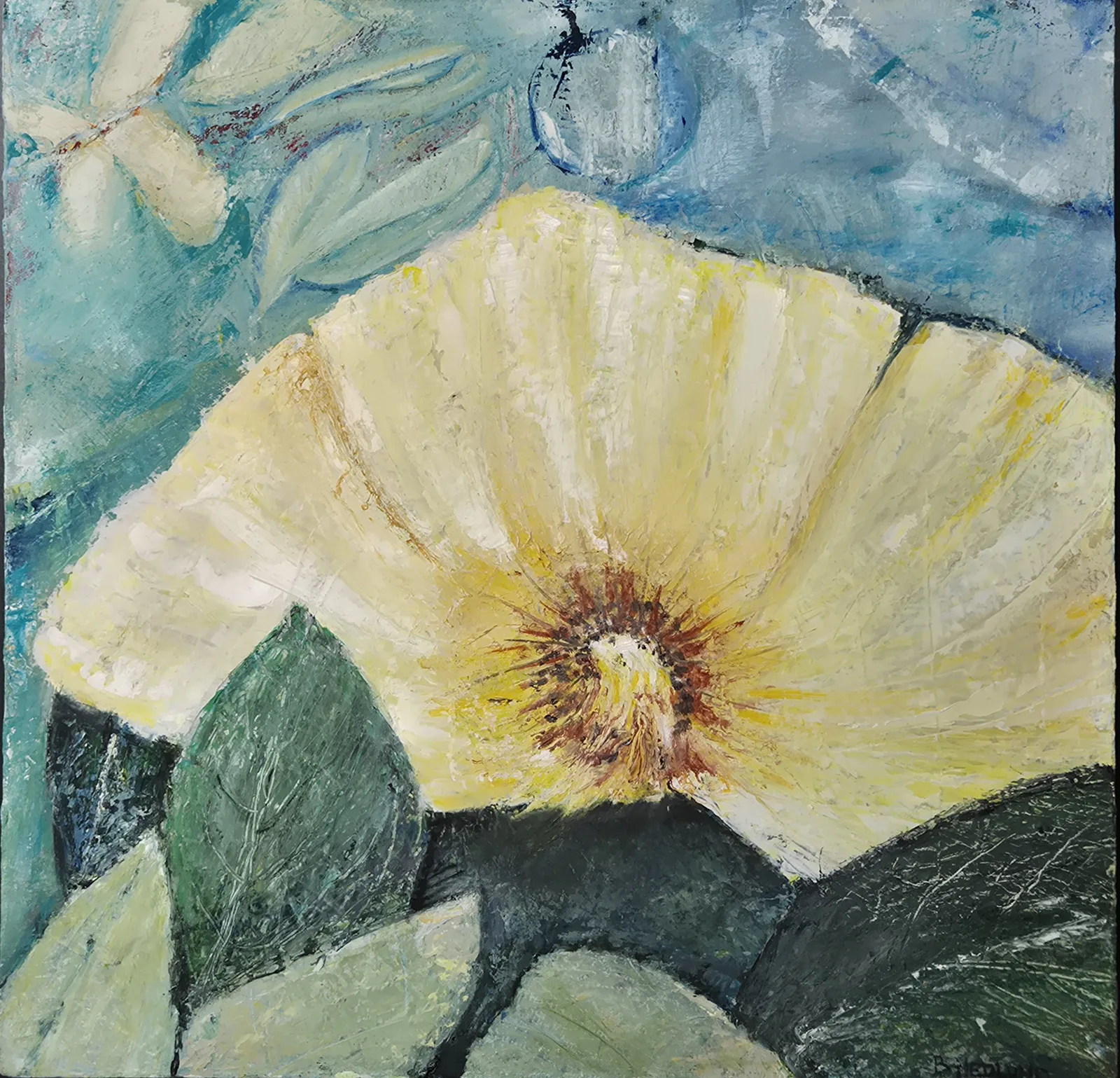 Oljemålning Blomman av Birgitta Hedlund