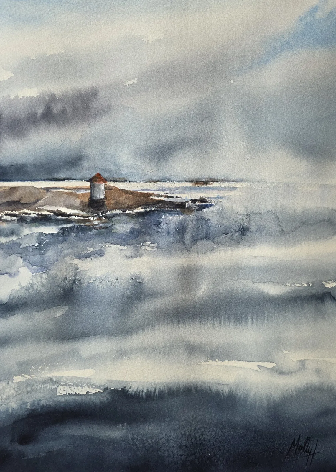 Akvarell Salt i vindarna av Molly, Monika Hellgren
