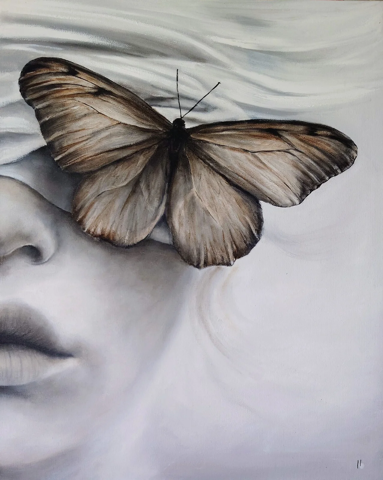 Oljemålning Grisaille av Lotta Björk