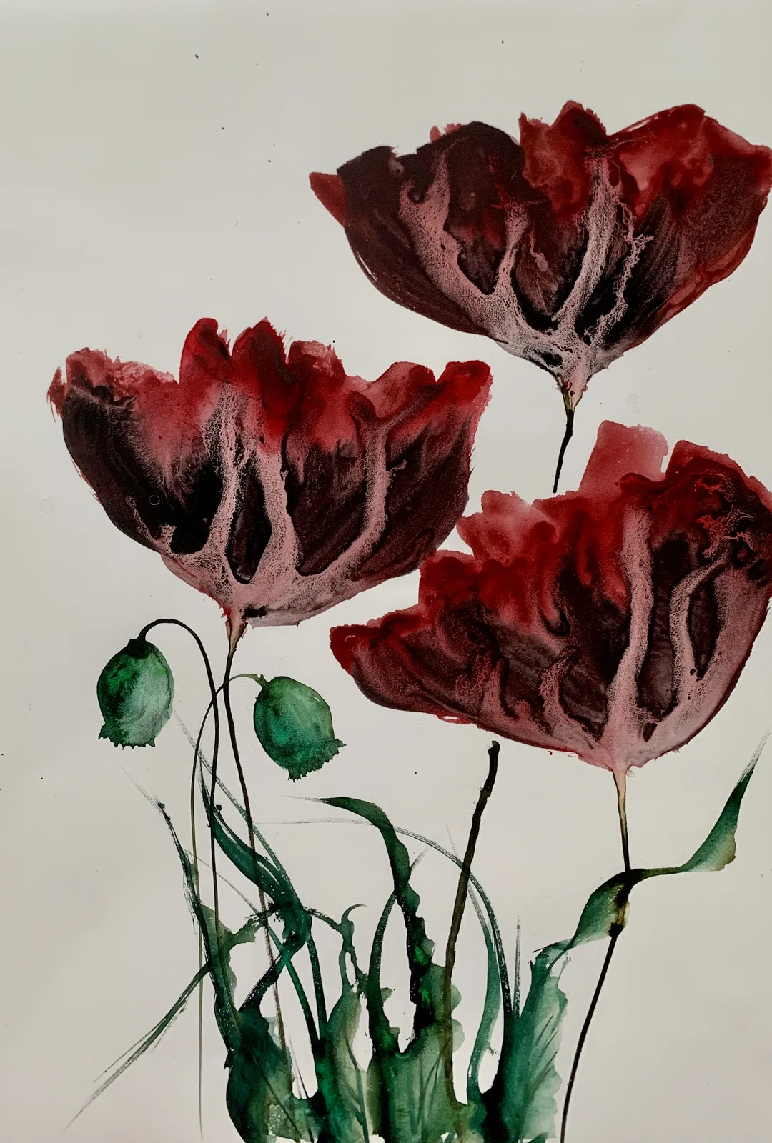 Akvarell I am red. av Annelie Wadin