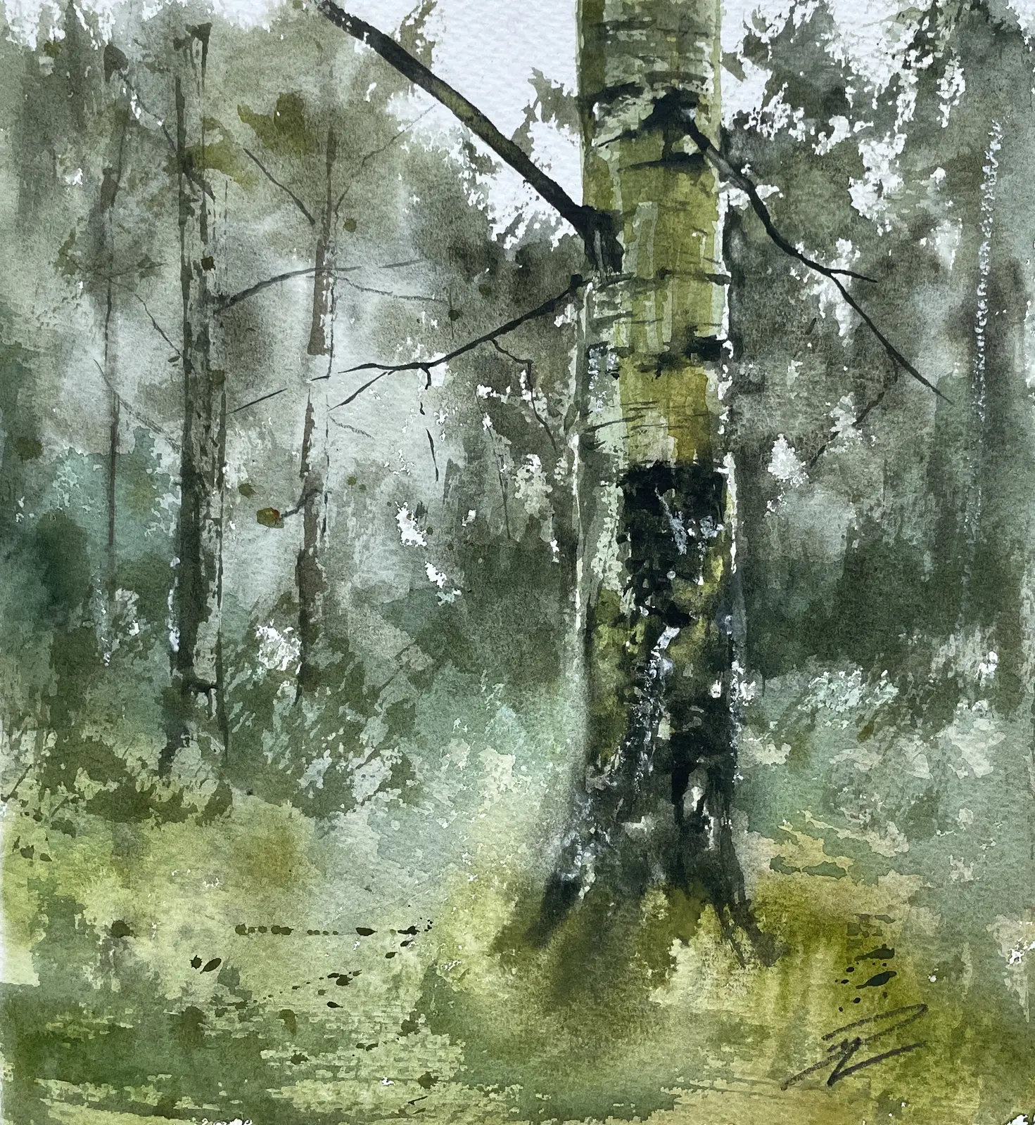 Akvarell Aspen av Dag Lundblad