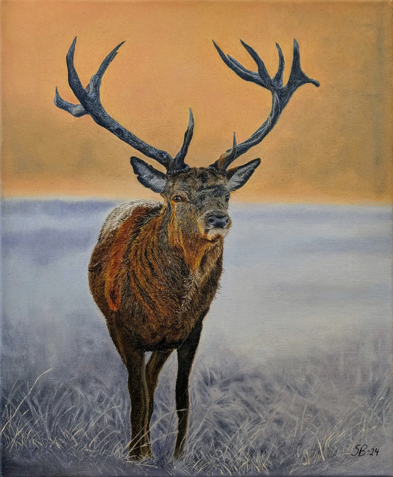 Oljemålning Hjort av Sofia Bexelius