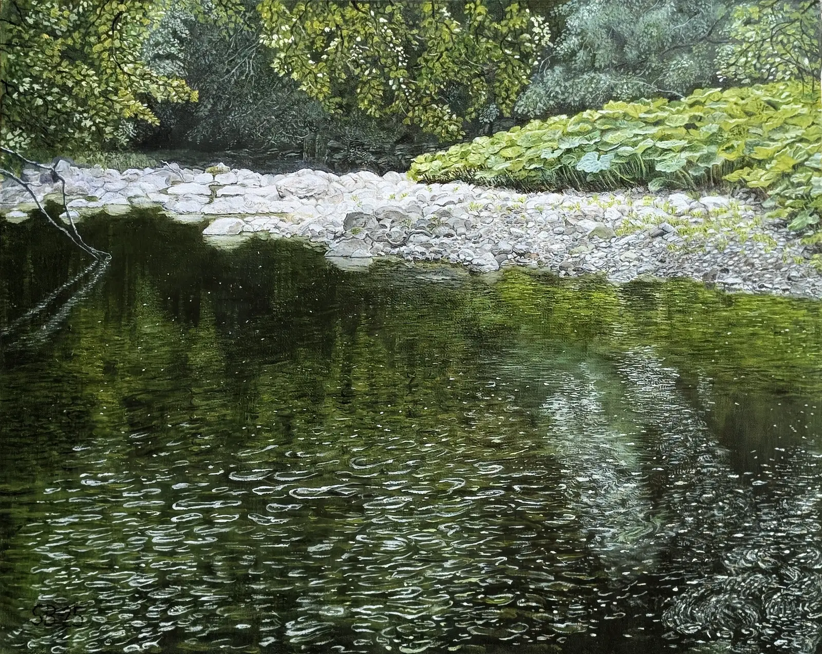 Oljemålning Skogssjö av Sofia Bexelius