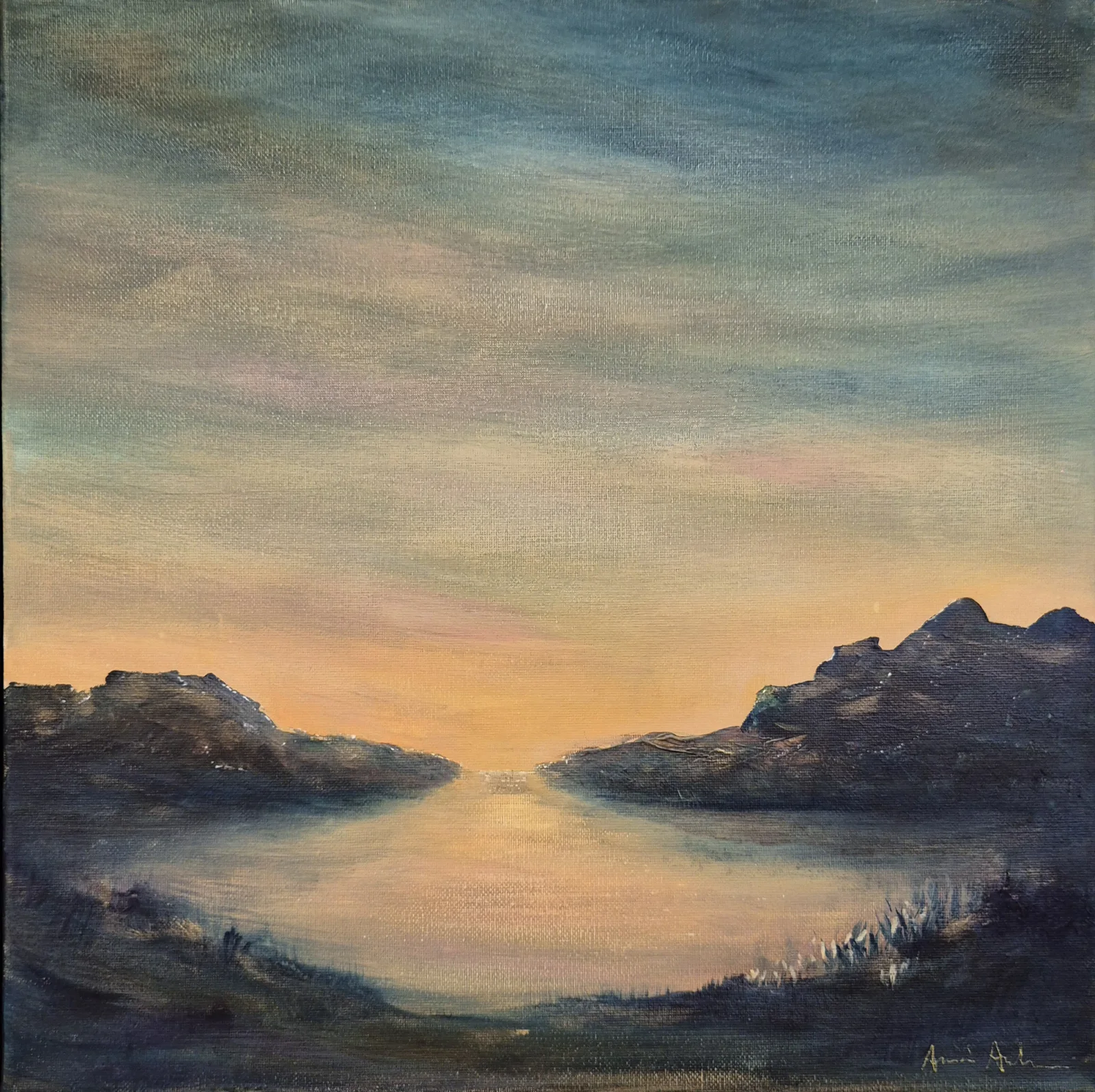 Akrylmålning Sunset av Annica Andersson