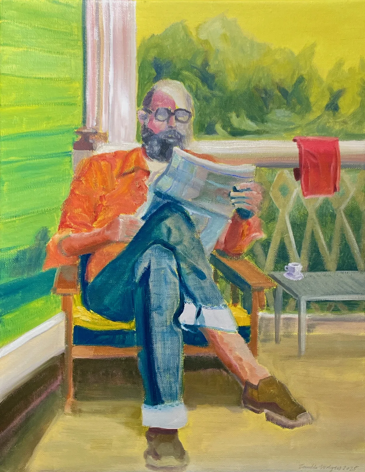 Oljemålning På verandan. av Camilla Wolgers