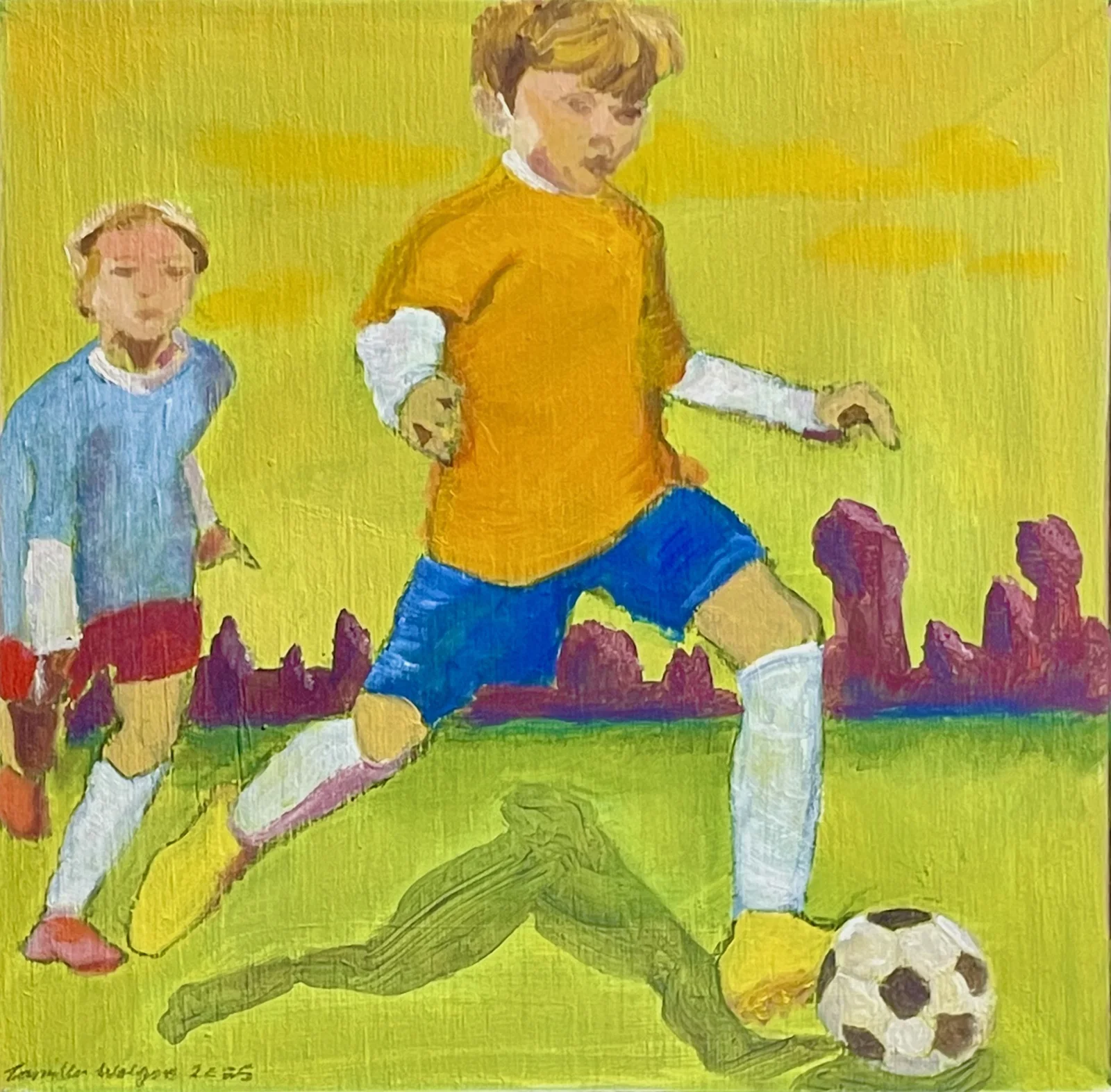 Oljemålning Fotboll. av Camilla Wolgers