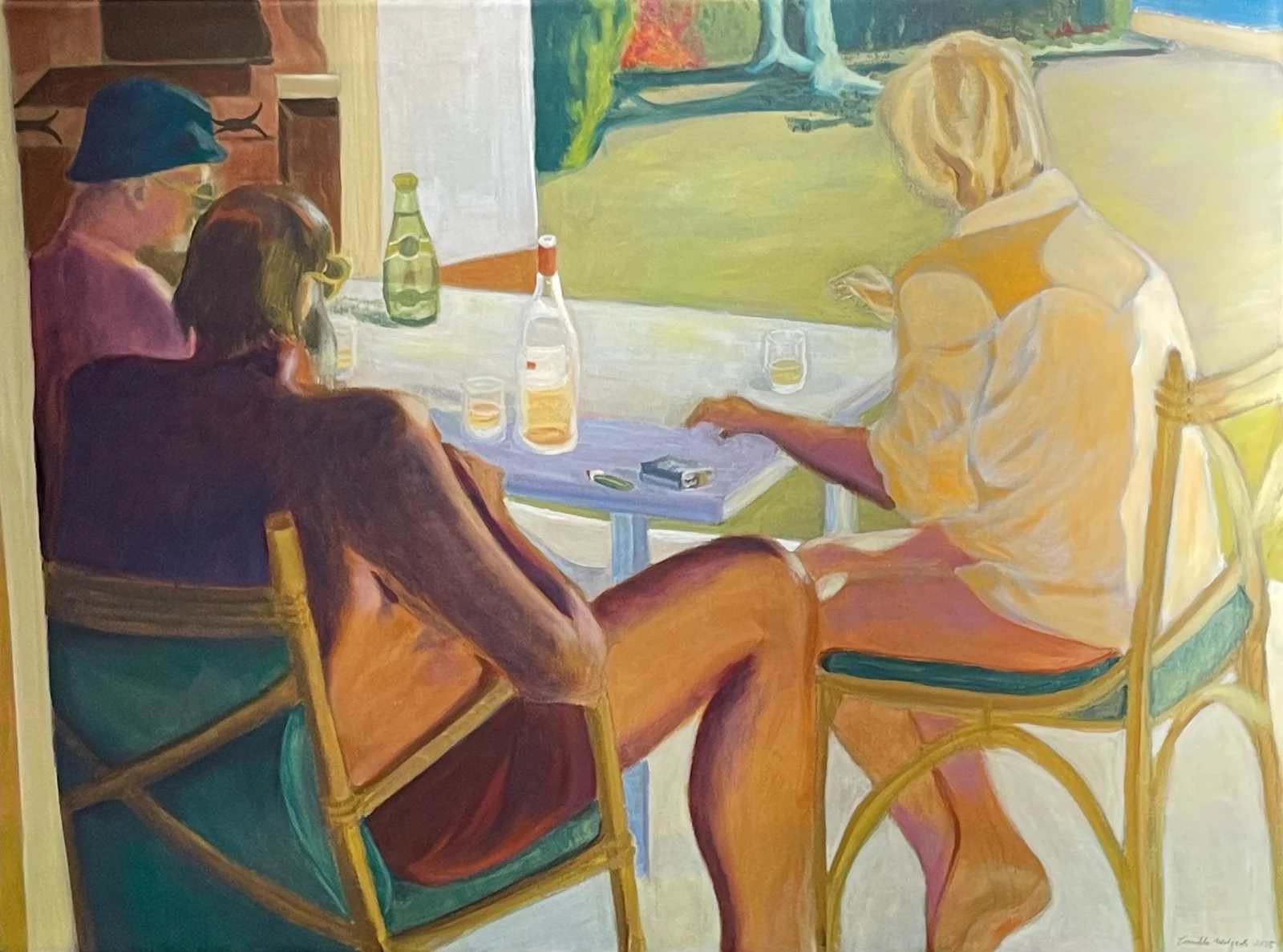 Oljemålning Lunchbreak i Mougins. av Camilla Wolgers