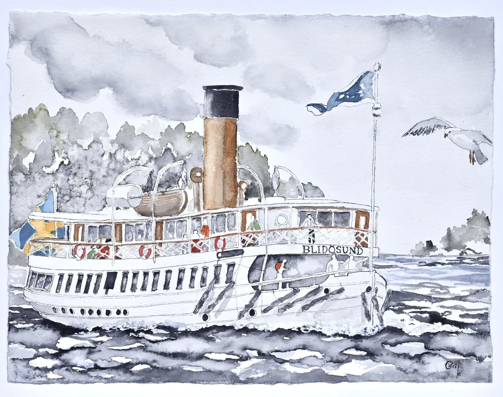 Akvarell Blidösund nästa av Cécile Hansson