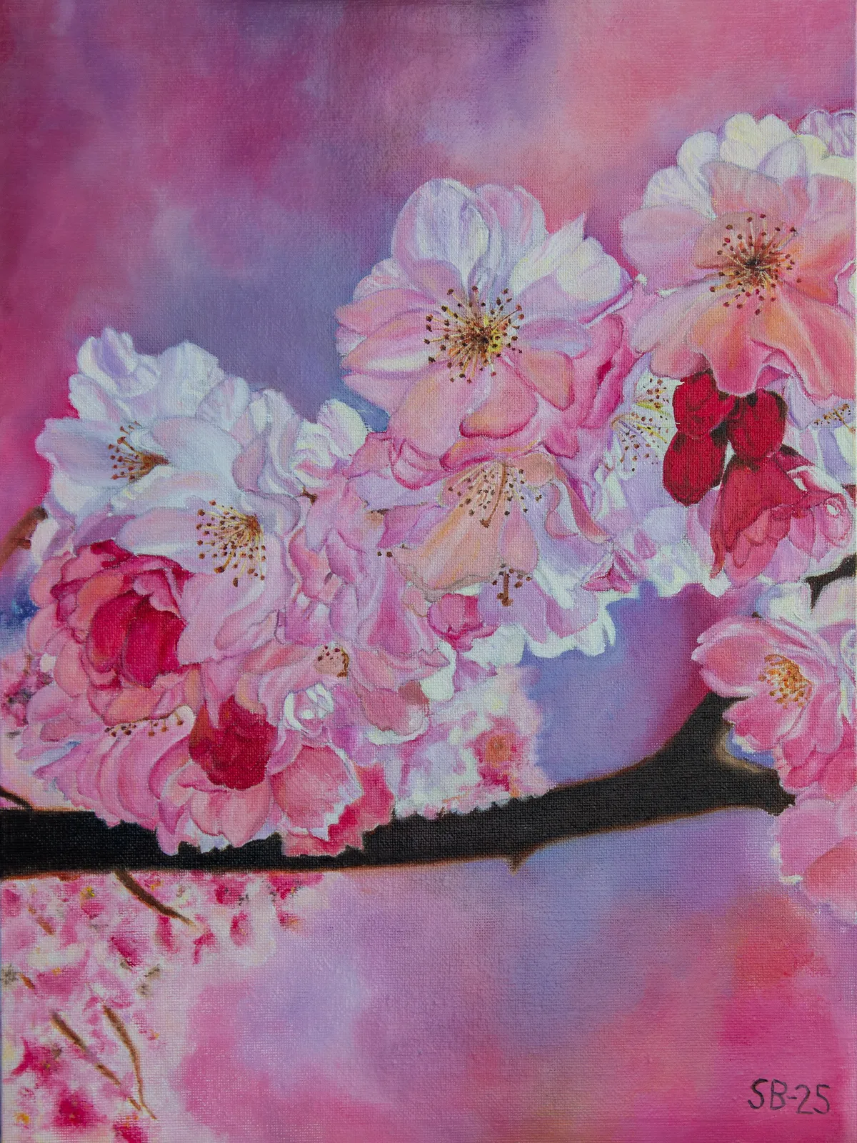 Oljemålning Japanska Körsbärsblommor av Sofia Bexelius