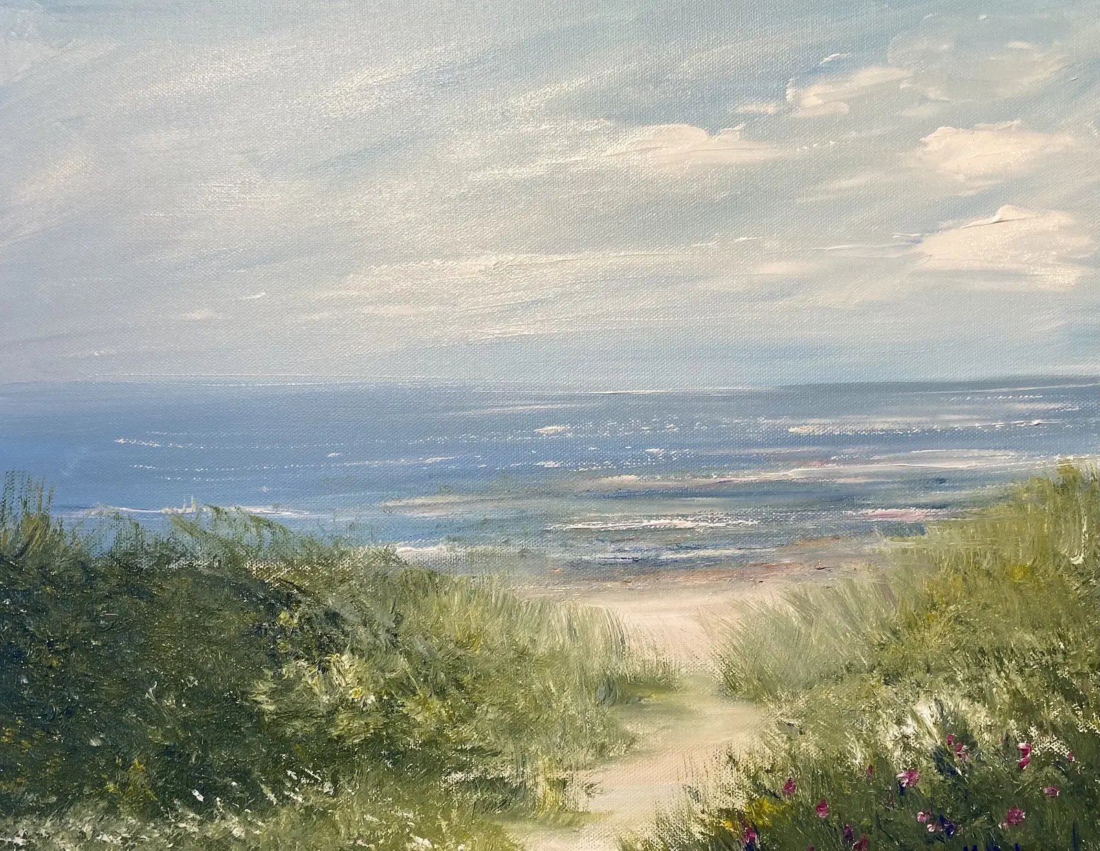 Akrylmålning Vid strandkanten av Marie-Louise Ljungberg