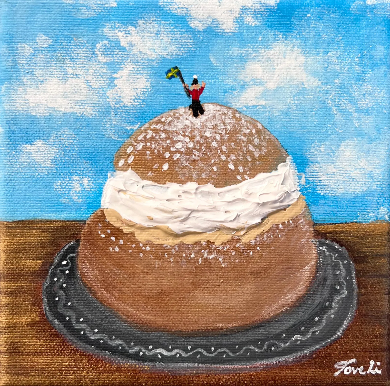 Akrylmålning Semmeluppesittaren av Tove Li