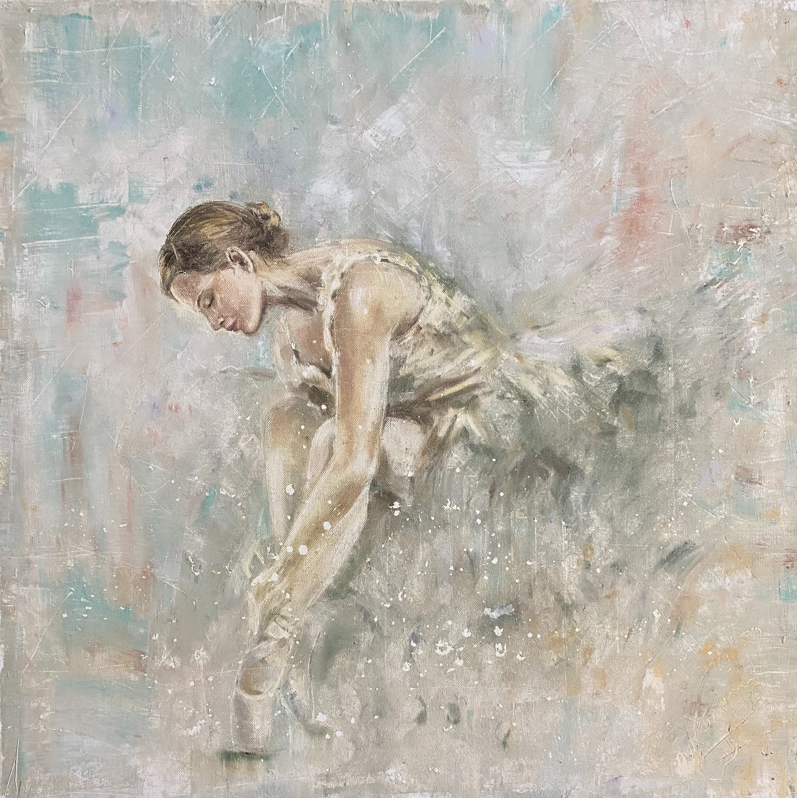 Oljemålning Ballerina i paus av Natalia Pettersson