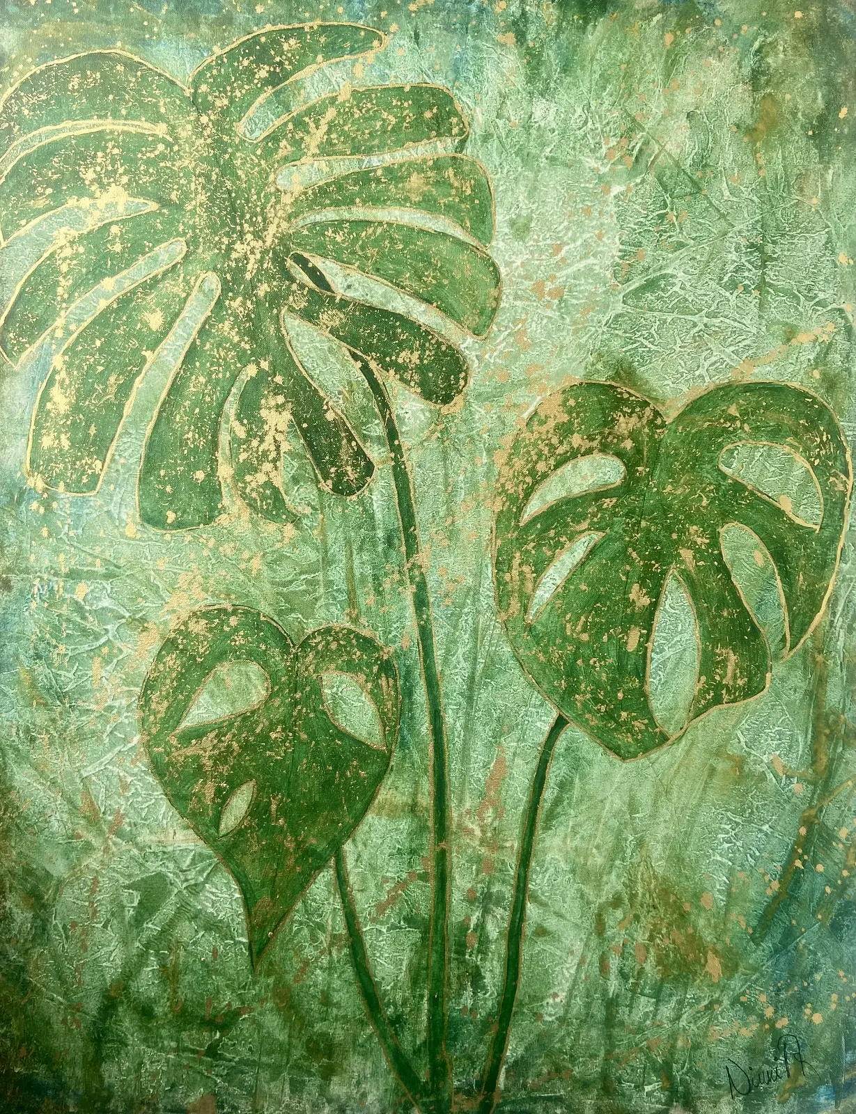 Akrylmålning Monstera av Ninni Andersson