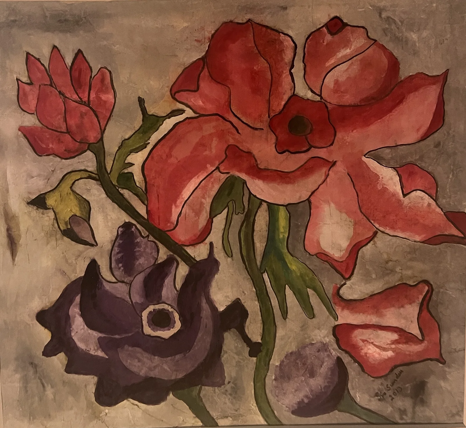 Rosa Vitsippa, inglasad med ram av Siv Sundell