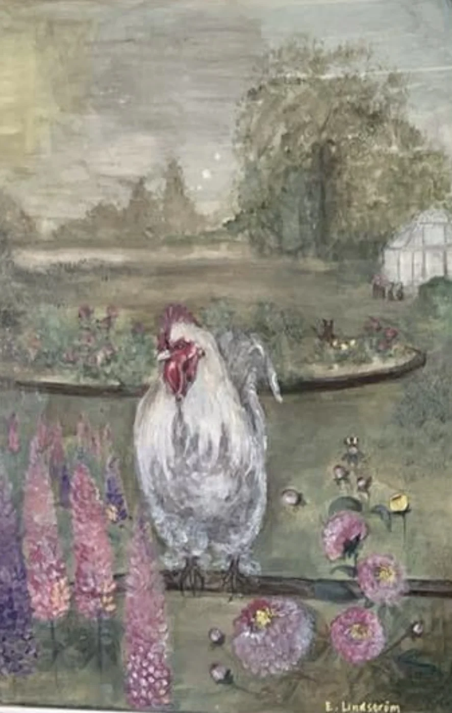 Akrylmålning Tuppen av Emma Lindström